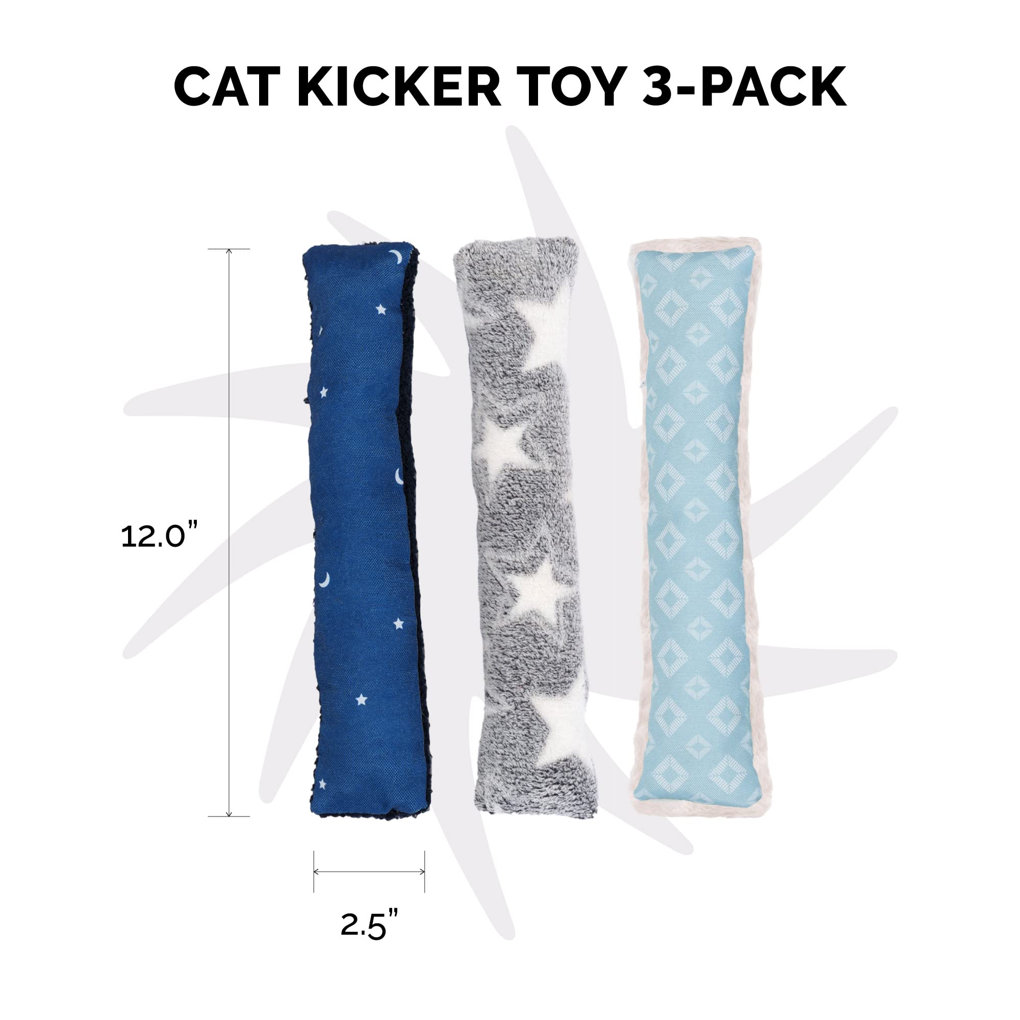 Furhaven (Set Of 3) Catnip Plush Kicker Cat Toy Set, Refillable - Space Print