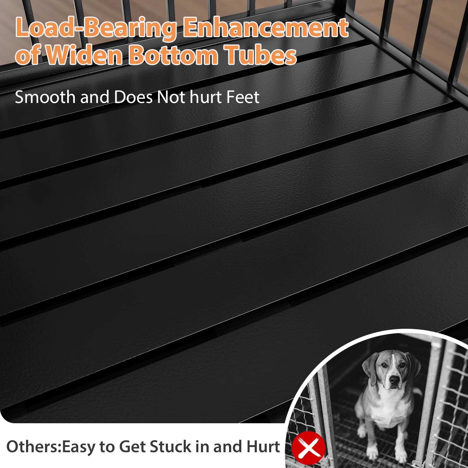 Rovibek Heavy Duty 61 Inch Steel Dog Crate, Escape Proof, Indestructible, Black, Model RXZER17