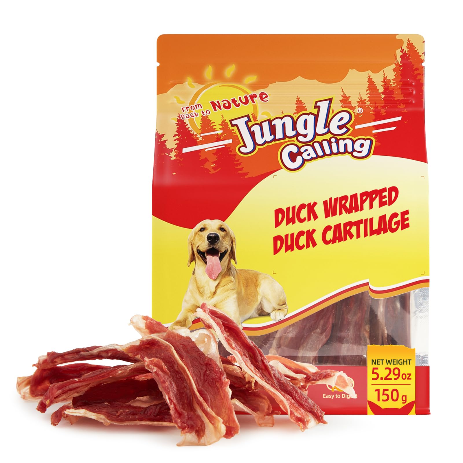 Jungle Calling Duck Wrapped Bones Dog Treats, Made with Real Meat & Cartilage, Rawhide Free Dogs Snacks,Healthy, Easily Digestib