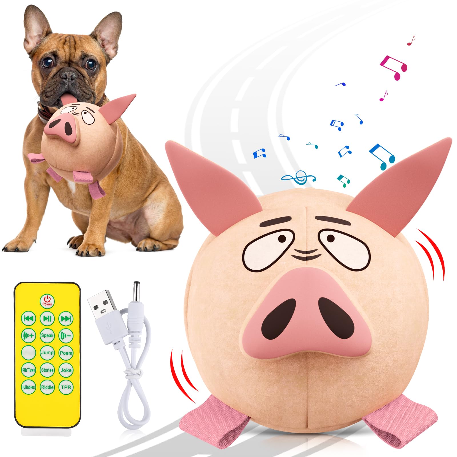 Qdan Interactive Dog Toys - Bouncing Ball For Dogs, Remote Control, Jumping Dog Balls With Recording And Music Modes, Dog Birthd
