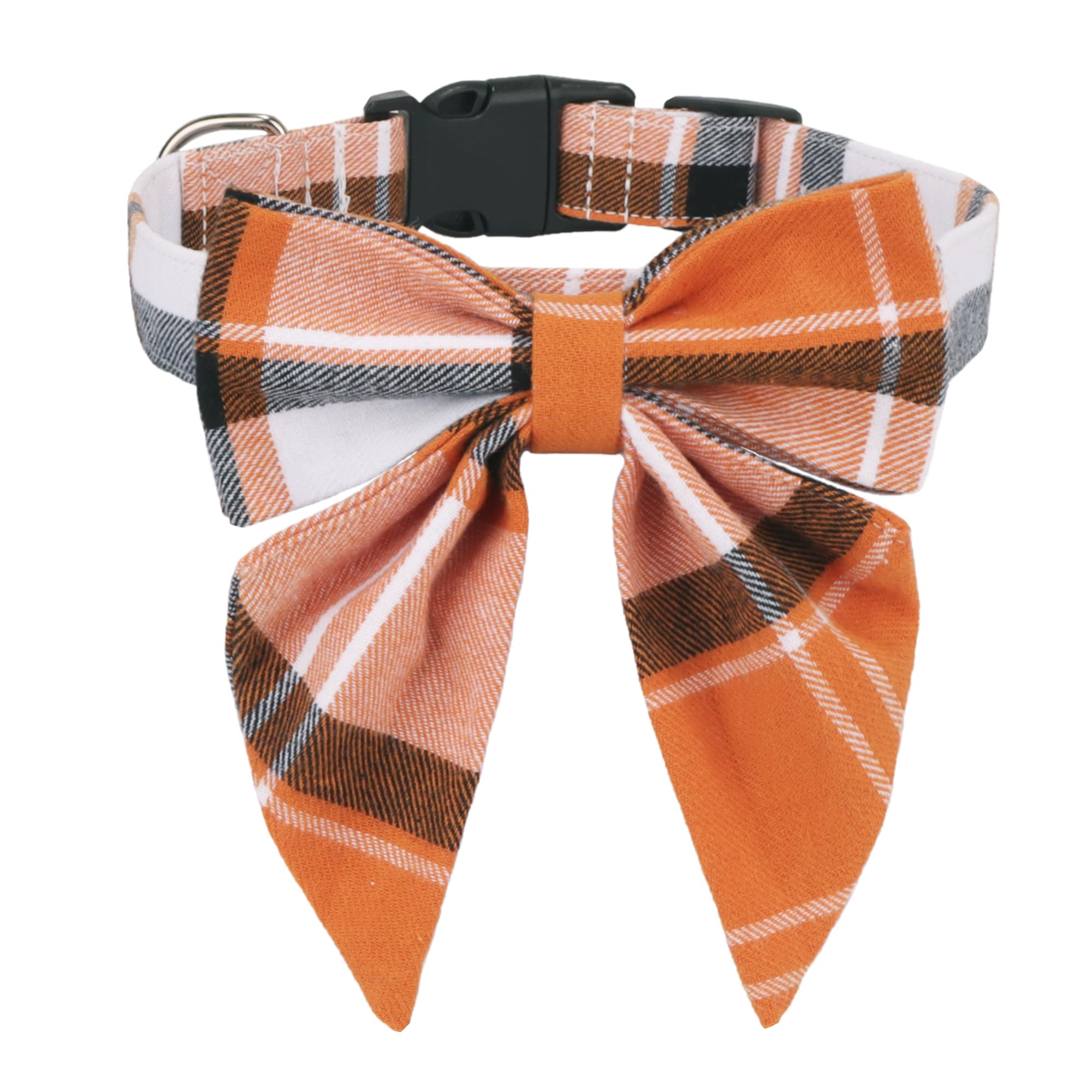 Adoggygo Fall Dog Collar With Bow, Halloween Thanksgiving Dog Bowtie Collar, Adjustable Orange Black Dog Fall Collars For Small Medium Large Dogs Pets (Medium, Fall)