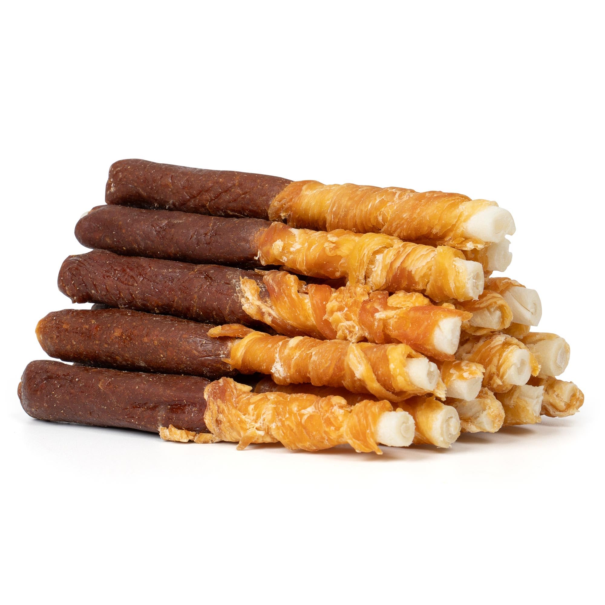 MON2SUN Dog Treats 5 Inch Double Flavor Chicken & Chicken Liver Wrapped Rawhide Sticks, Teeth Cleaning for Small Dogs, 10.6 oz (