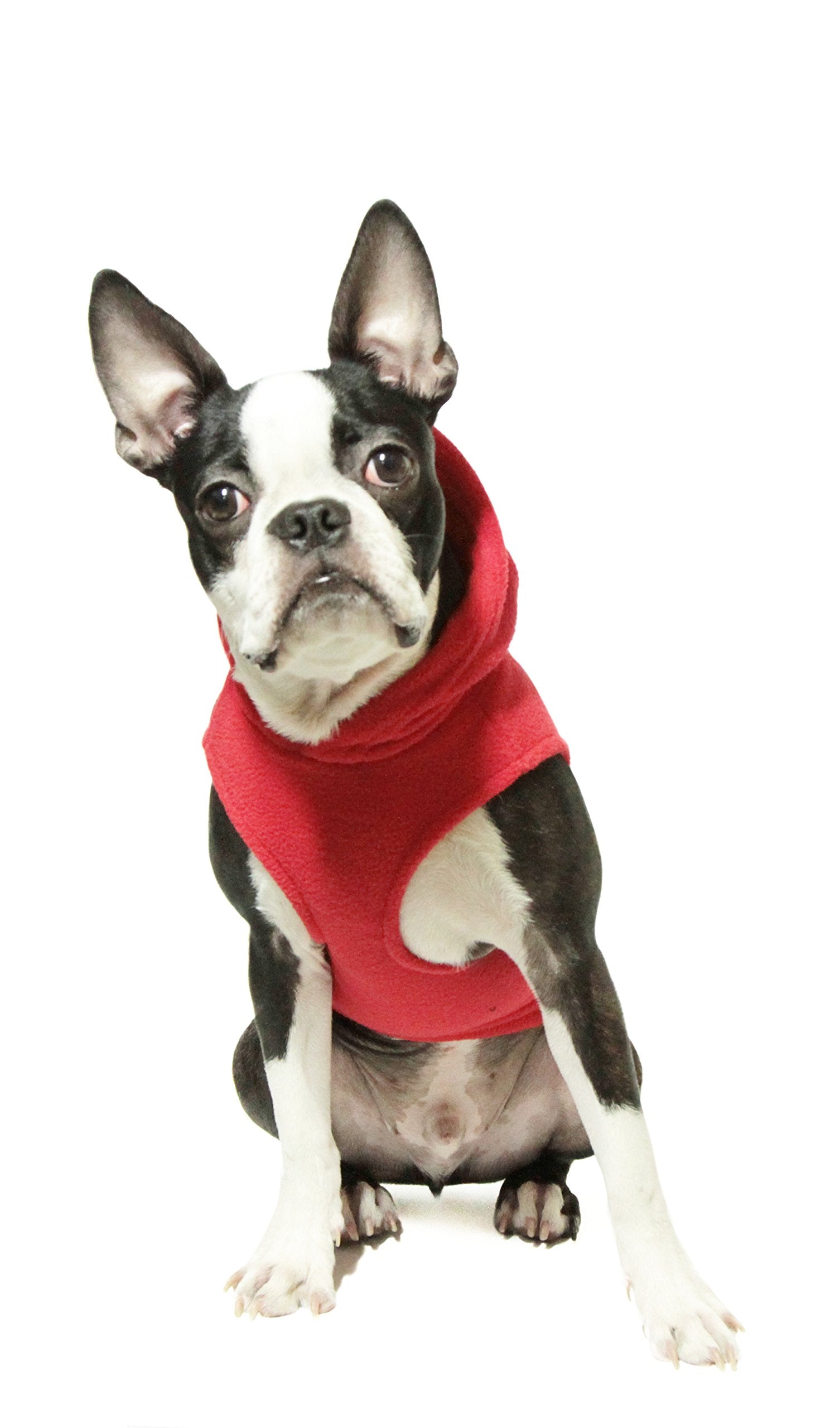 Gooby Fleece Vest Hoodie Dog Sweater - Red, X-Small - Warm Pullover Dog Hoodie With O-Ring Leash - Winter Hooded Small Dog Sweater - Dog Clothes For Small Dogs Boy Or Girl, And Medium Dogs
