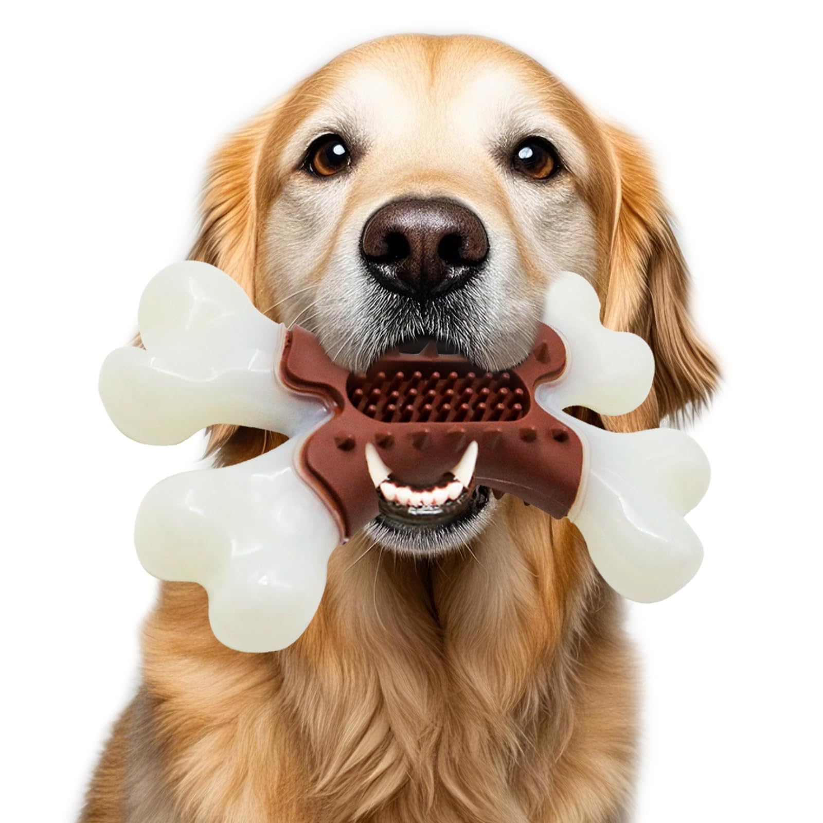 Laroo Dog Toys For Aggressive Chewers Large Breed, Puppy Teething Chew Toys Medium Dogs,Heavy Duty Indestructible Bones, Peanut 