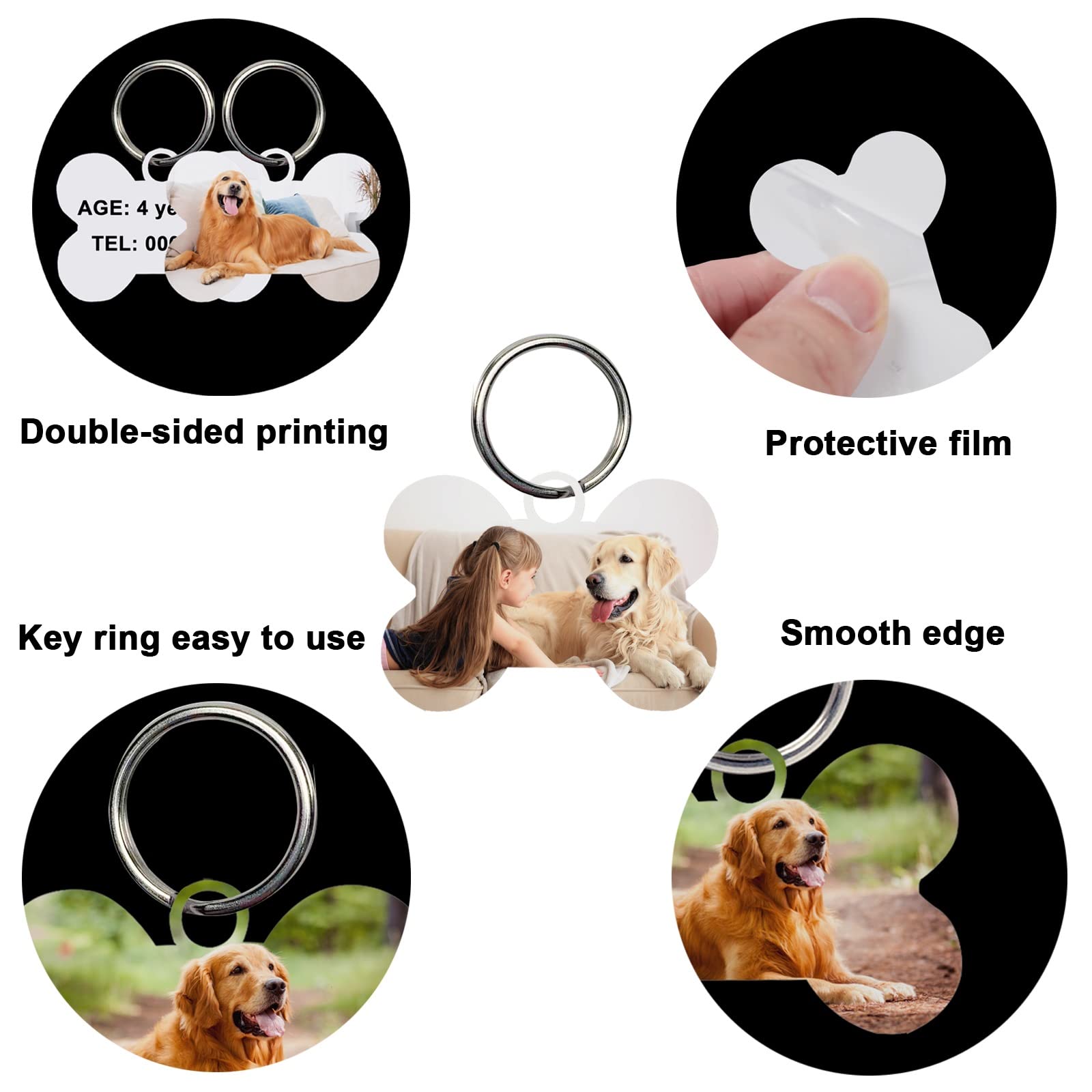 50 Pcs Sublimation Blank Dog Tags Bone Shaped Diy Double Sided Aluminum Dog Id Tags Bone Shaped Pet Name Tags Dog Collar Tags With Dogs And Cats
