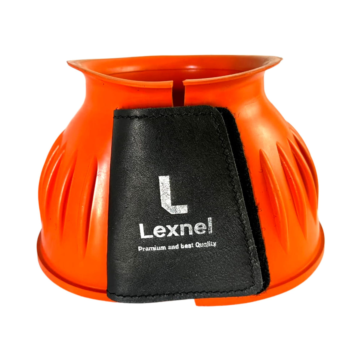 Lexnel Rubber Horse Bell Boots - Durable Overreach Protection & Secure Hook-And-Loop Closure (S-Orange)
