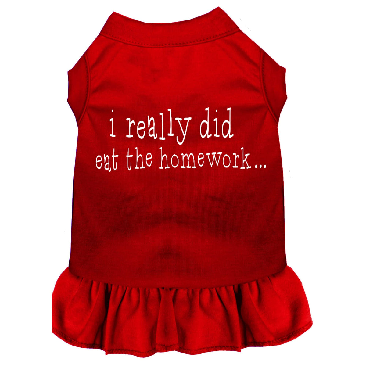Pet Dog & Cat Dress Screen Printed, &quot;I Really Did Eat The Homework&quot; Red XL (14-20 lbs.)