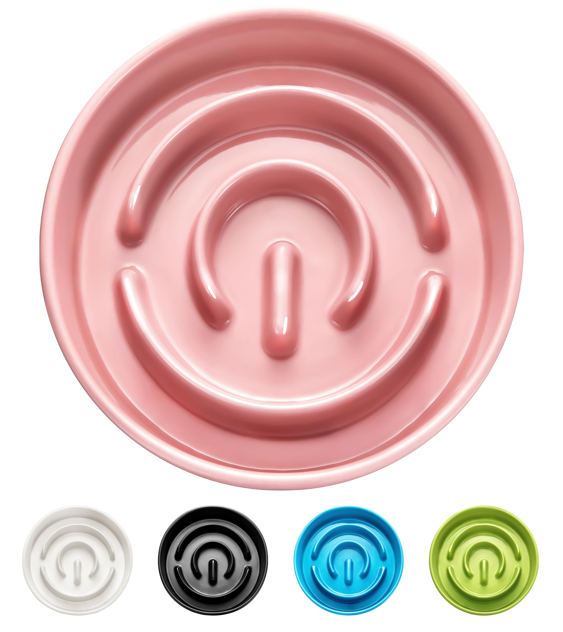 Mopang Ceramic Slow Feeder Dog Bowls, 0.6 Cup Slow Feeder For Small Dogs And Cats, Puzzle Maze Bowl, Prevents Choking, 6In, Pink