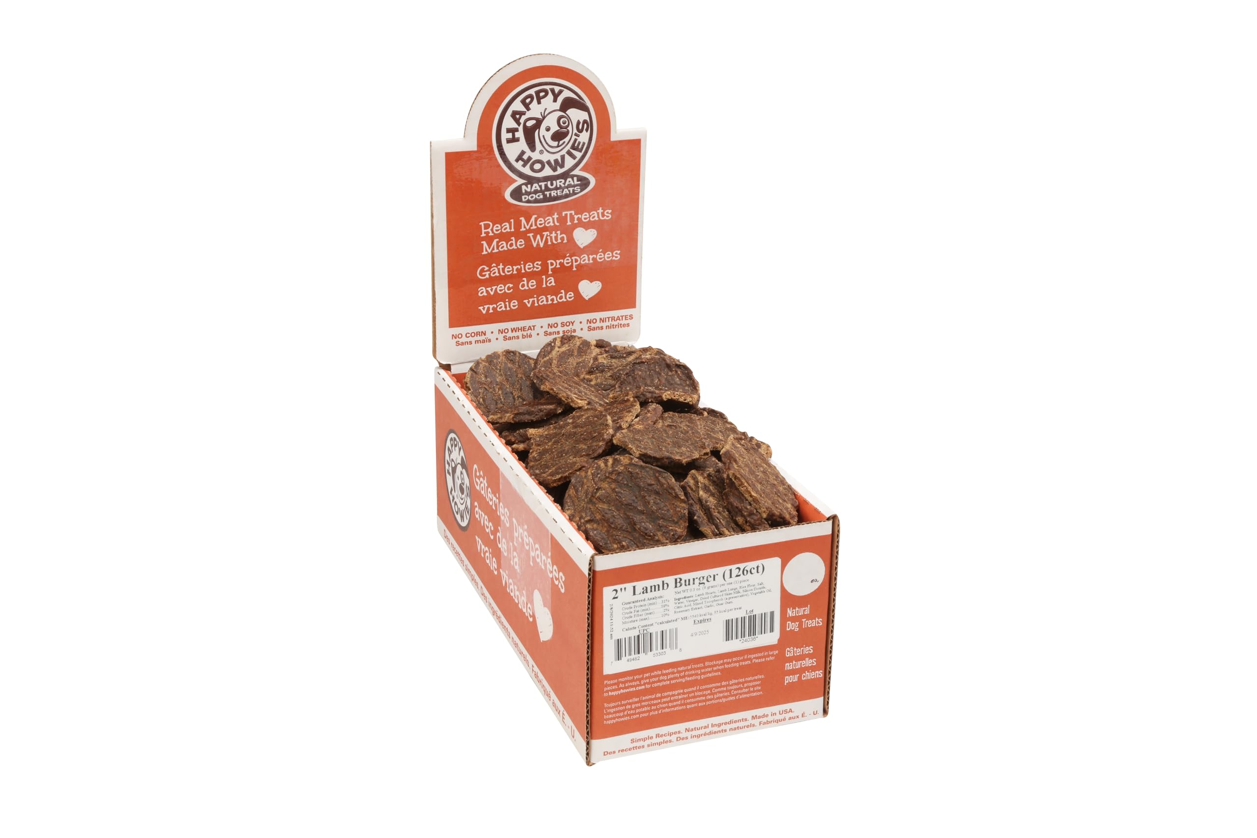 Happy Howies Mini Doggy Burgers - Natural Healthy Dog Treats, Made with Real Lamb, Hormone and Gluten Free - Lamb, 126 Count (P