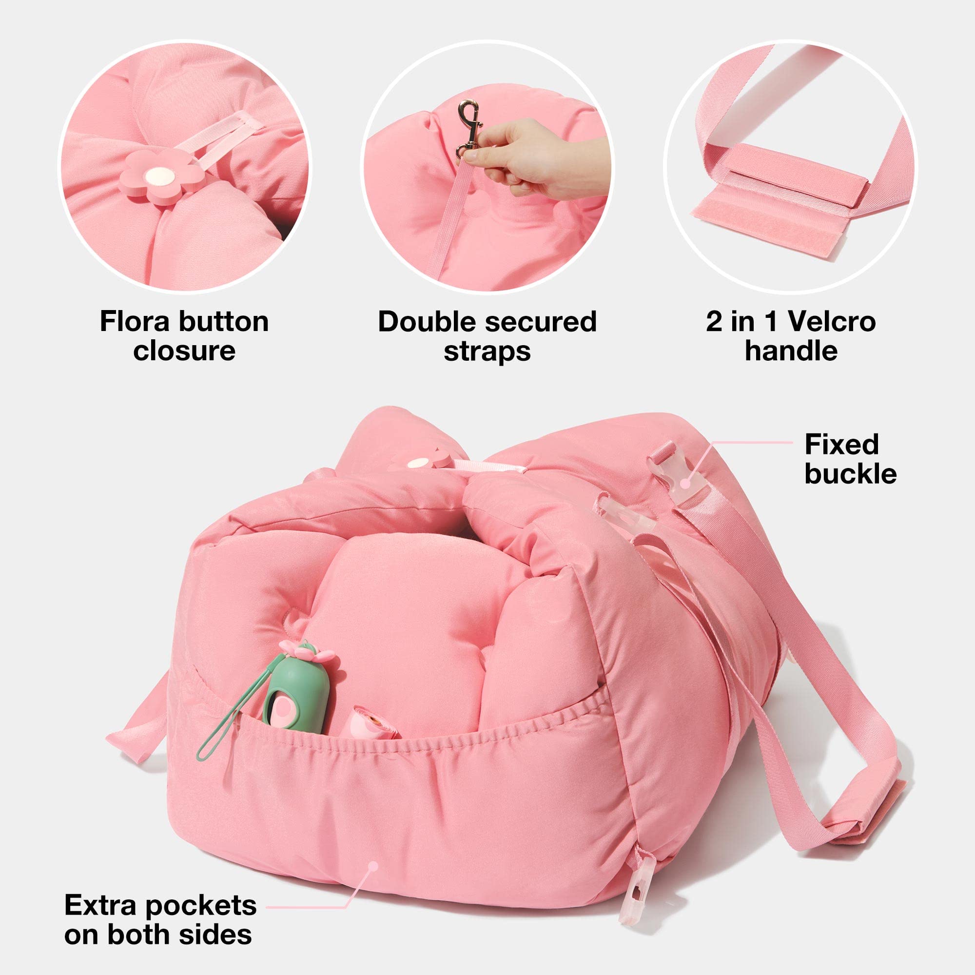 Vetreska Dog Carrier Dog Car Seat For Small Dogs - Washable Cat Carrier Portable Puppy Bed For Car Seat Of Easy Installation Pet