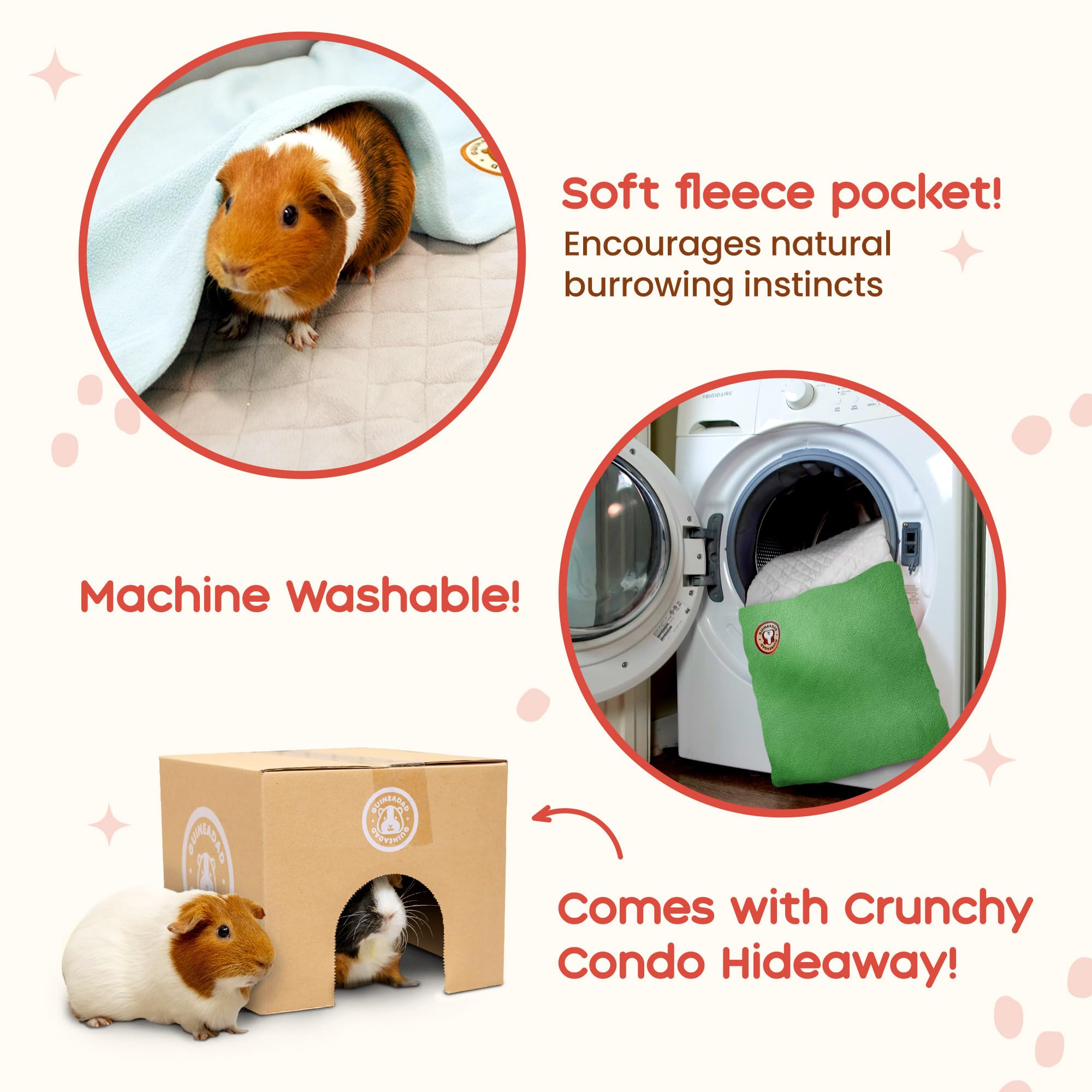 Guineadad Original Liner - Grey Fleece Guinea Pig Bedding - Reusable Guinea Pig Cage Liner - Extra Absorbent Guinea Pig Bed With Waterproof Bottom - Small Pet Supplies - 2X1 C&C