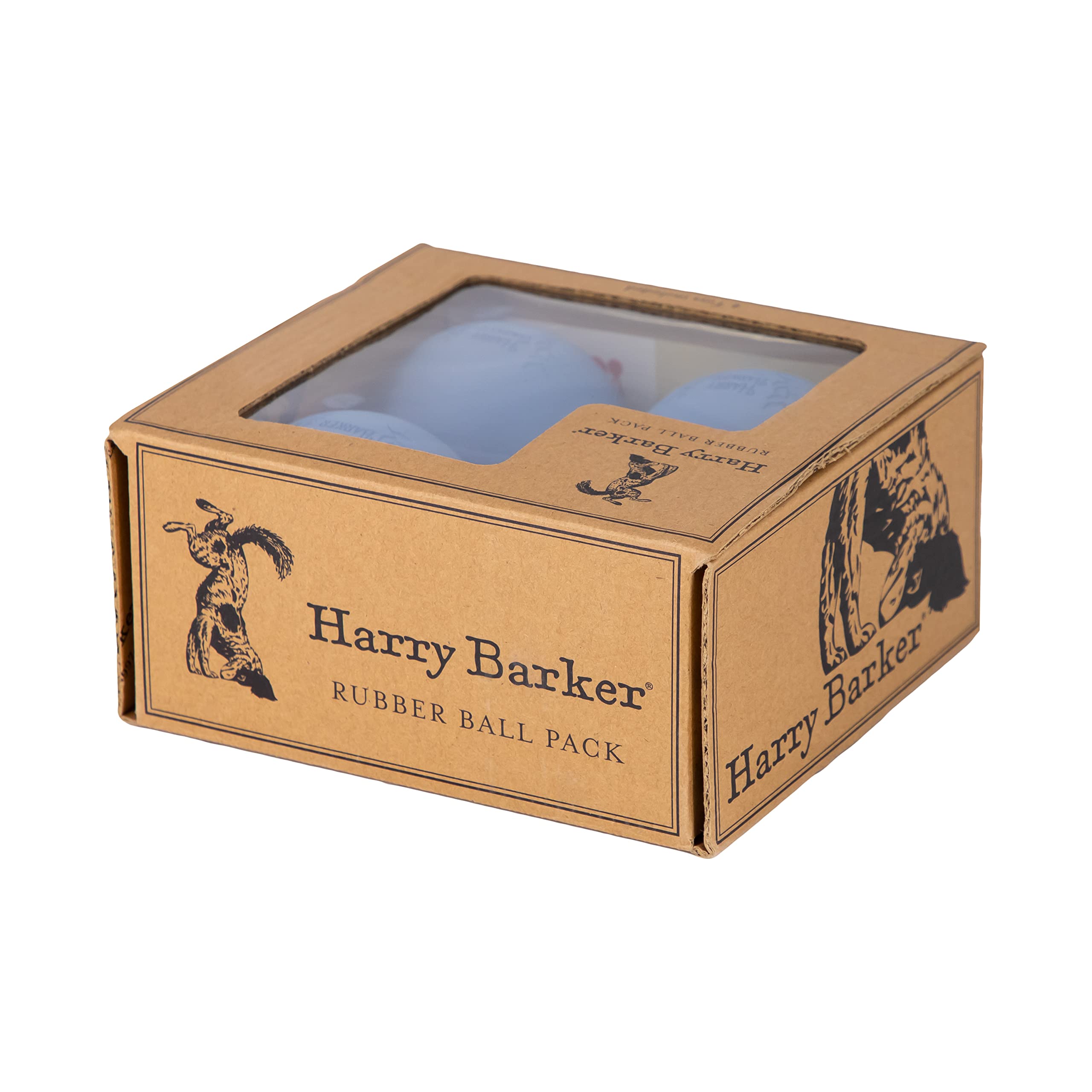 Harry Barker Rubber Balls And Rubber Chew Stick, Rubber Bone For Dogs - 3'' Rubber Balls - 4 Pack