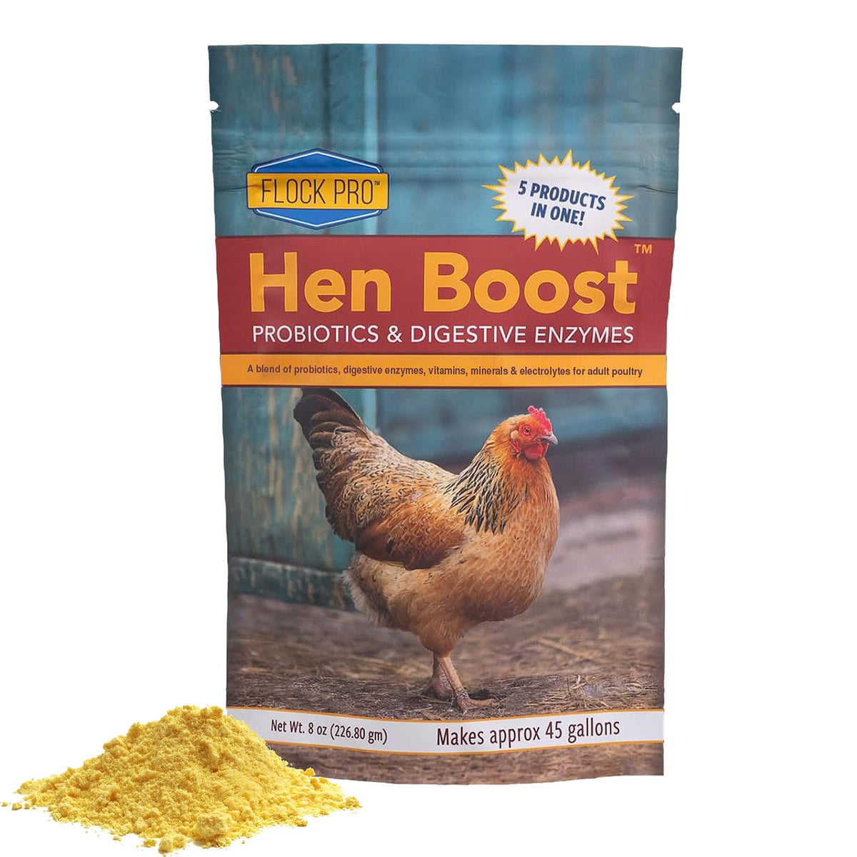 Flock Pro Hen Boost - Digestive Supplement For Hens | Chicken Vitamins And Supplements | Probiotics, Digestive Enzymes, Electrolytes For Adult Poultry-8 Oz