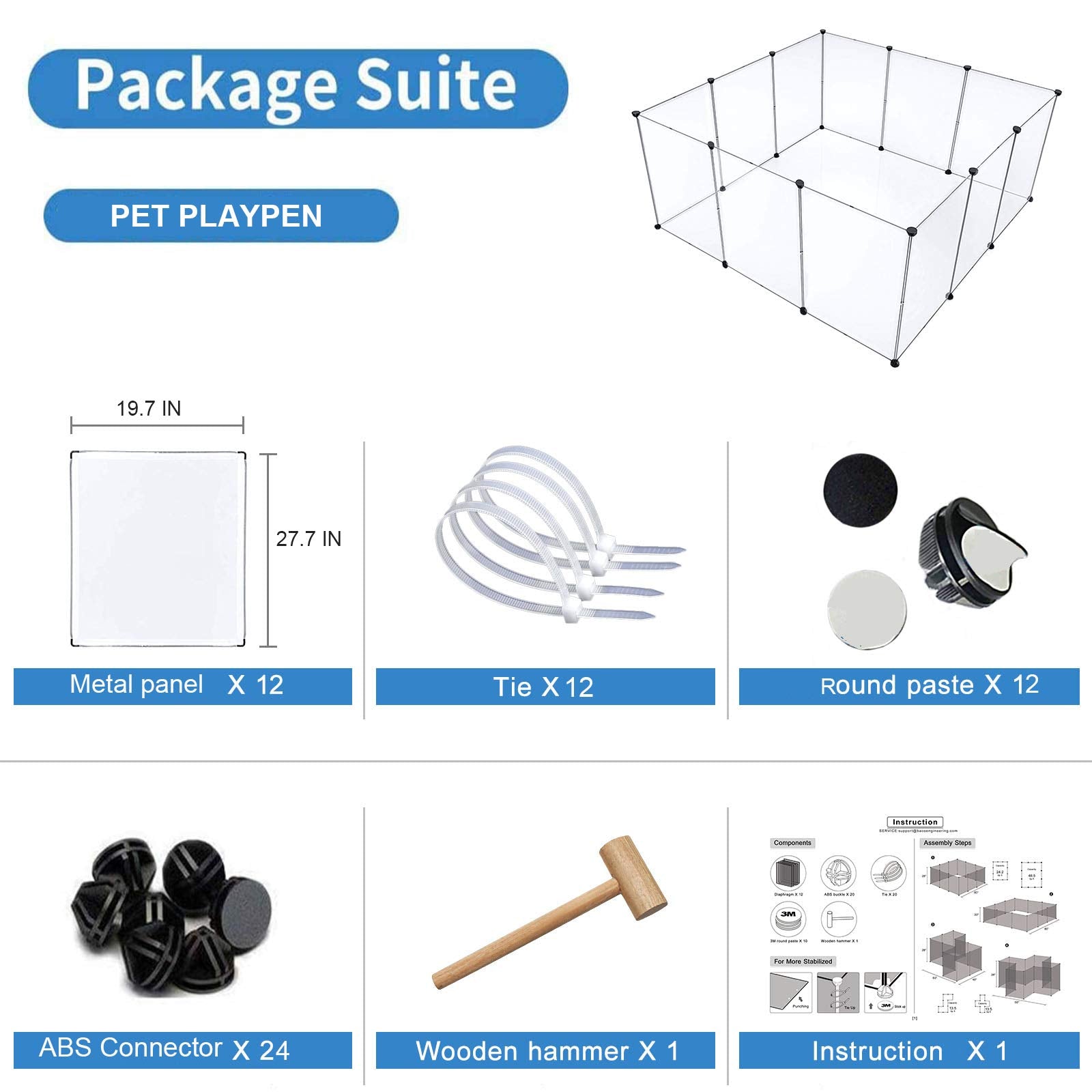 Brian & Dany Pet Dog Playpen, Clear Acrylic Puppy Dog Play Pen Indoor, Portable Small Animal Transparent Fence Panels For Rabbit