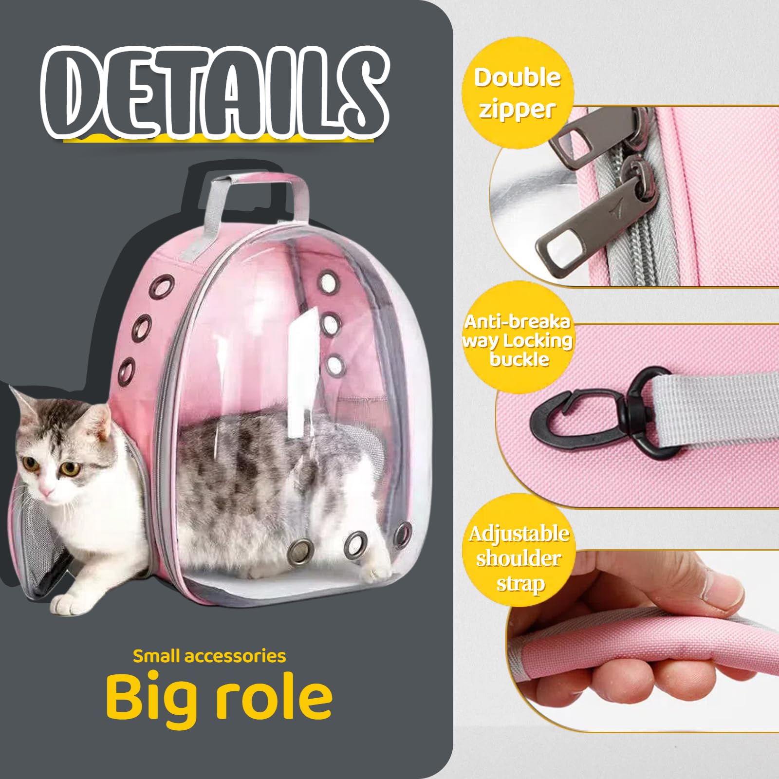 Cat Backpack Bubble, Cats And Dogs Pet Carrier Hard, Suitable For Cats Traveling Cat Bag Carrier, Transparent Outdoor Waterproof