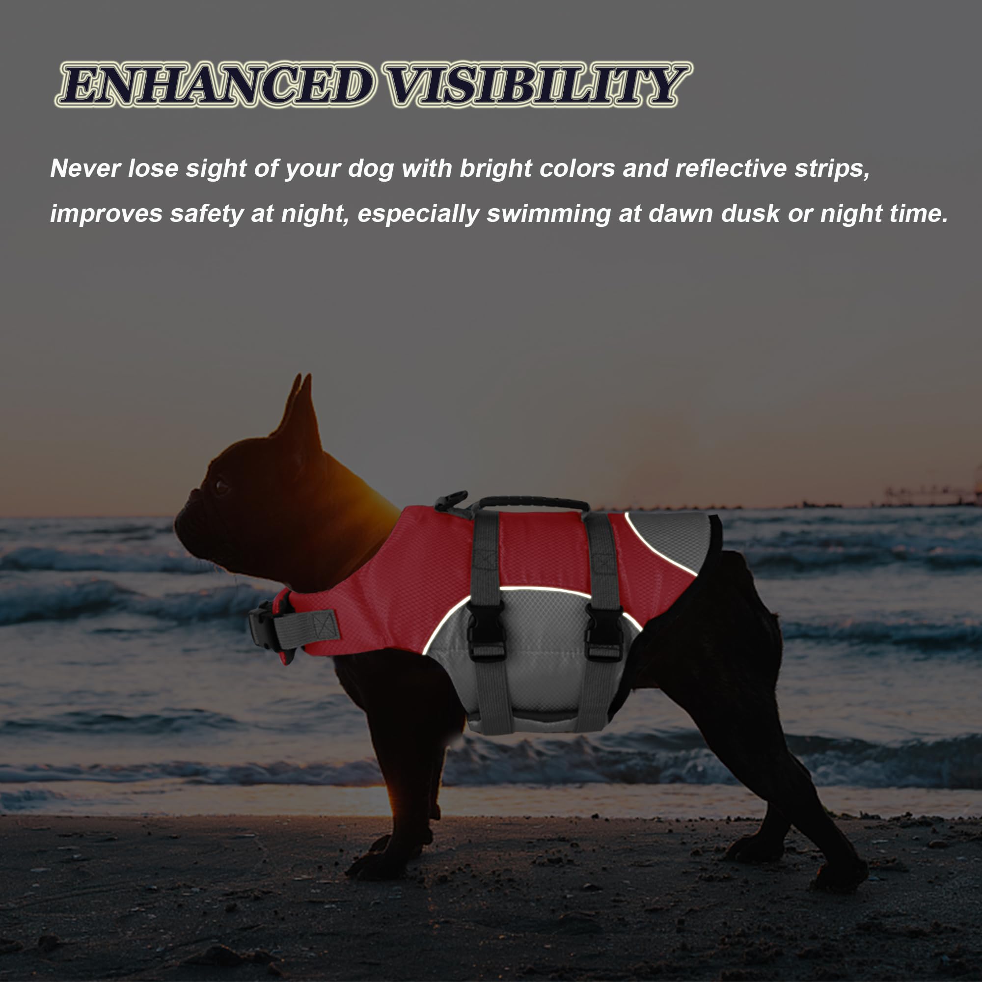 Dogcheer Dog Life Jacket, Reflective Dog Life Vest For Swimming Boating, Adjustable Puppy Swim Vest Ripstop Pet Pfd Floating Ves
