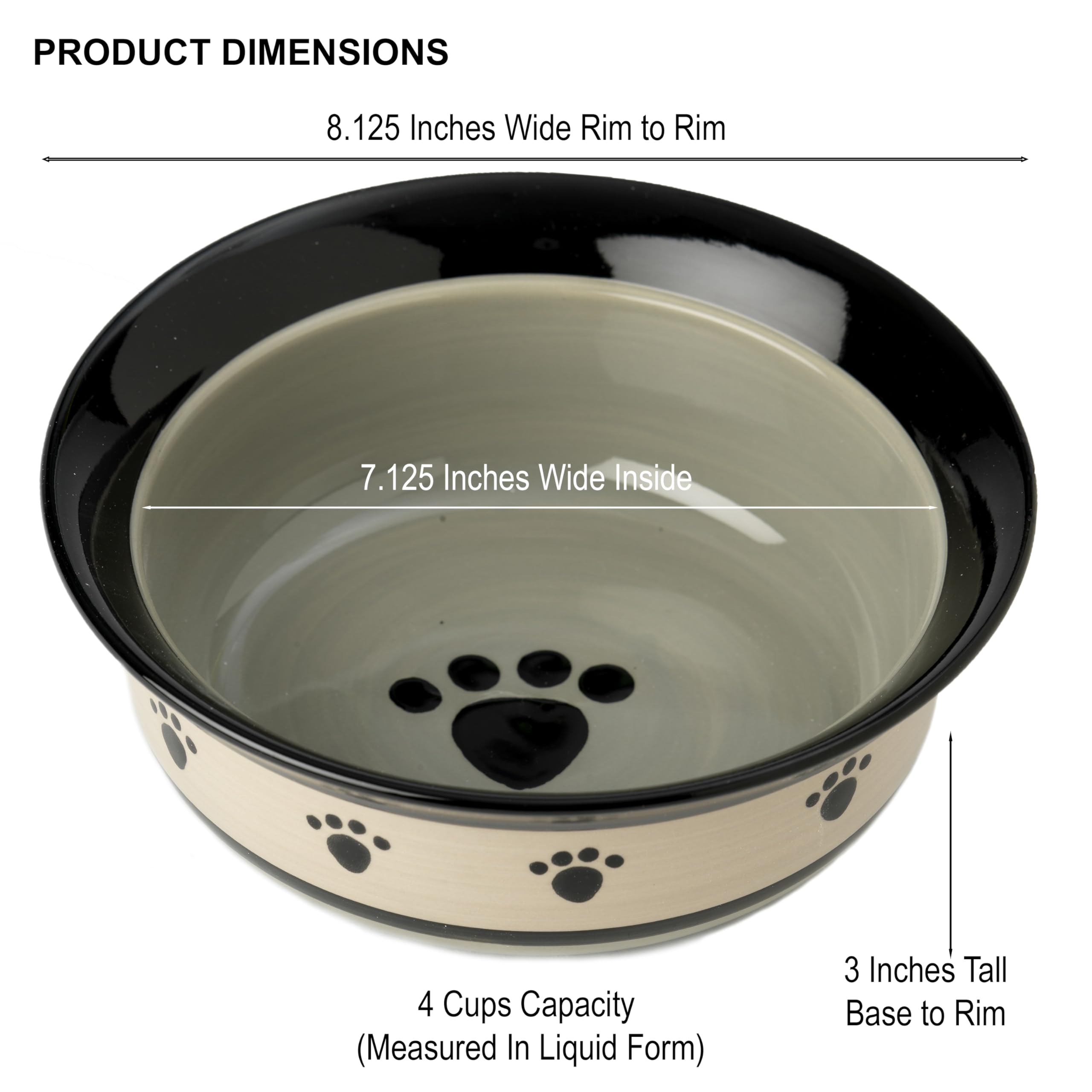 Petrageous 44249 Metro Dishwasher And Microwave Safe Dog Bowl 8-Inch Diameter, 4-Cup Capacity For Medium And Large Dogs And Cats