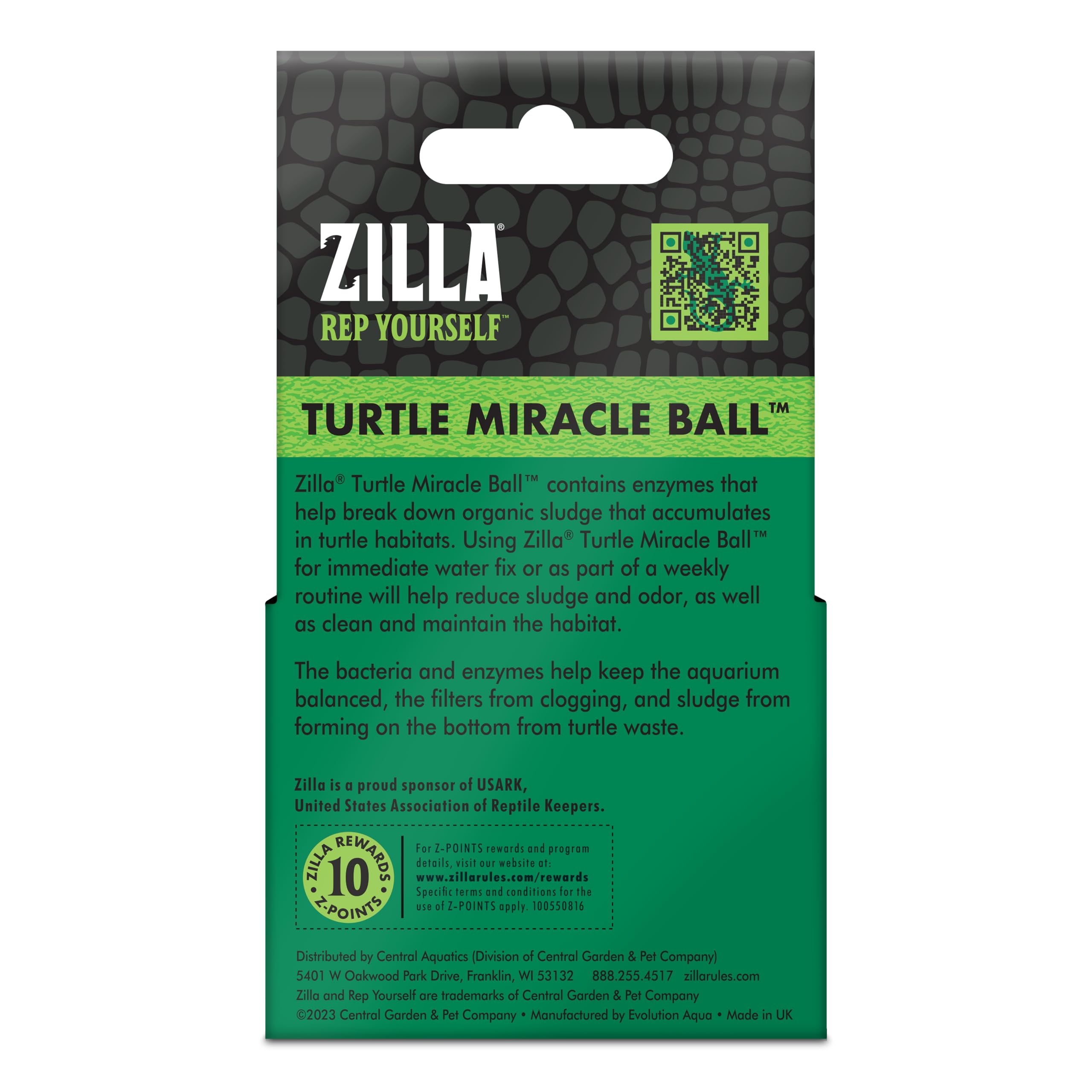 Zilla Pet Turtle Miracle Ball, Odor and Sludge Remover, for Cleaner and Healthier Turtle Habitats and Aquariums, Treats up to 50
