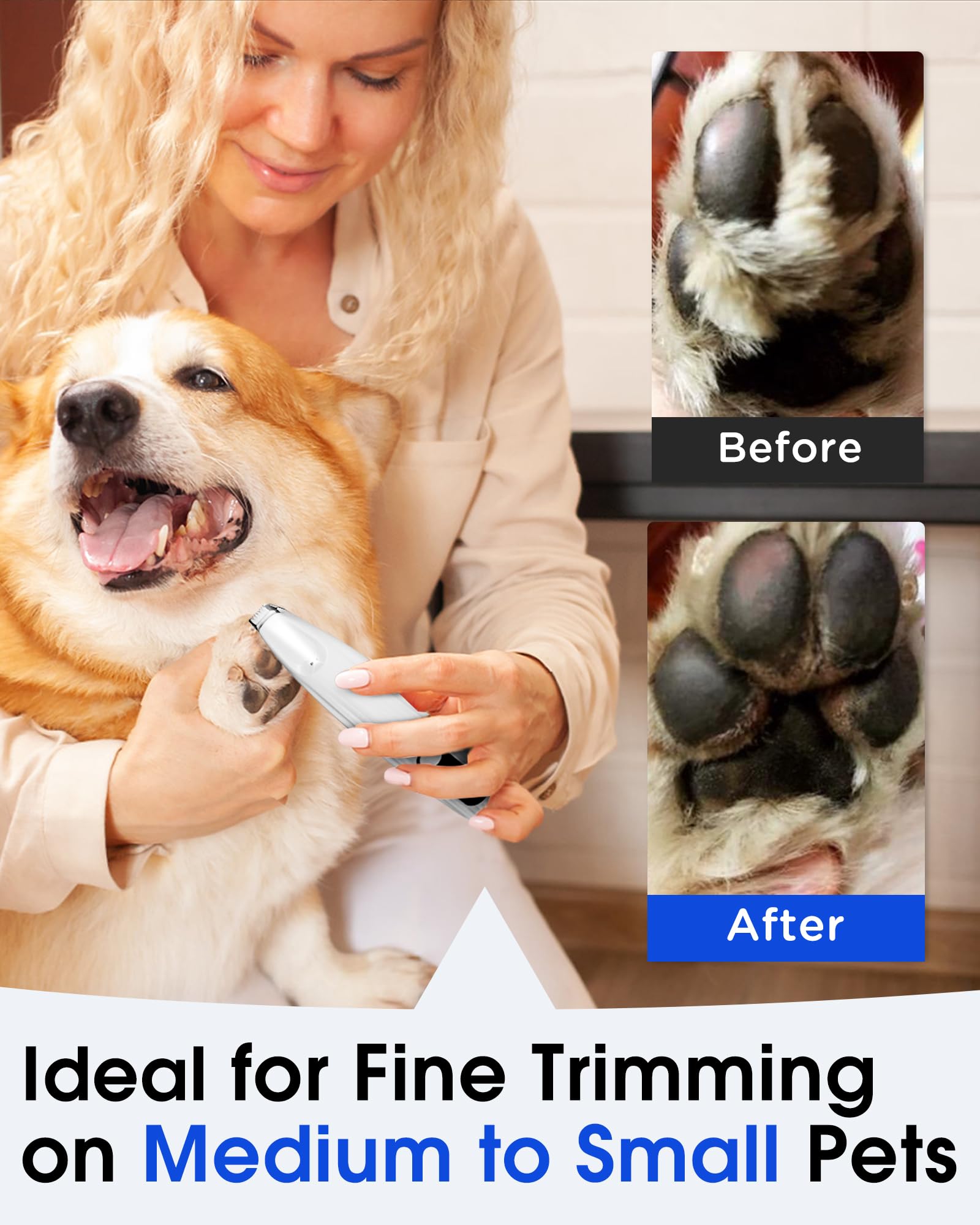 FURBONA Upgraded Dog Paw Trimmer with LED Light, 9 mm Mini Blade (0.35 inches), Smart Display, Type-C Rechargeable Pet Clippers