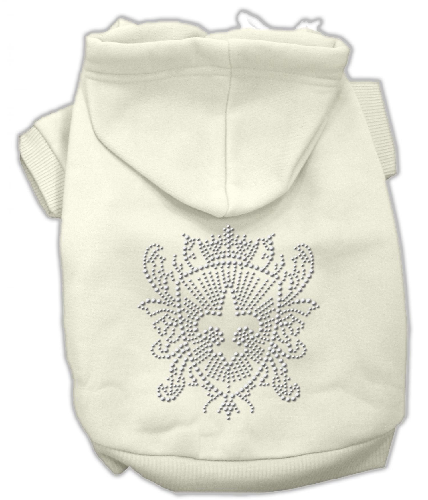 Mirage Pet Products 8-Inch Rhinestone Fleur De Lis Shield Hoodies, X-Small, Cream