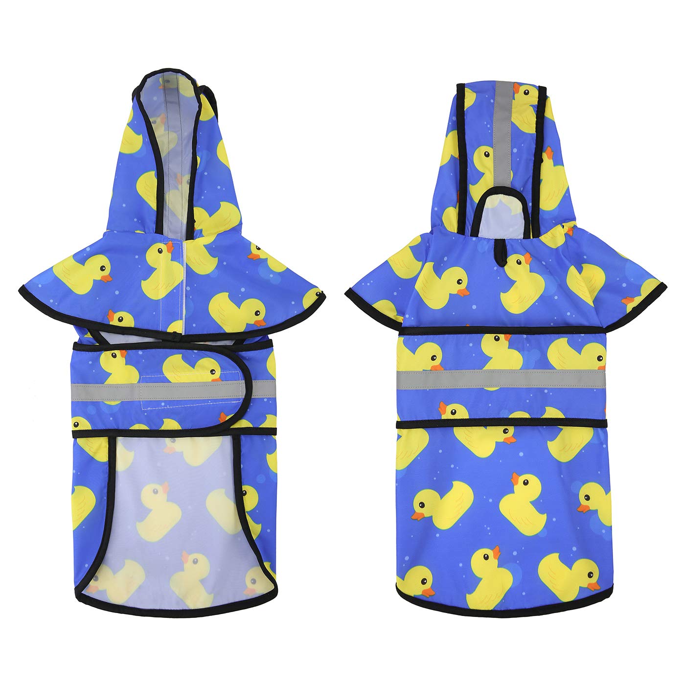 Hde Dog Raincoat Hooded Slicker Poncho For Small To X-Large Dogs And Puppies Pink Ducks - L