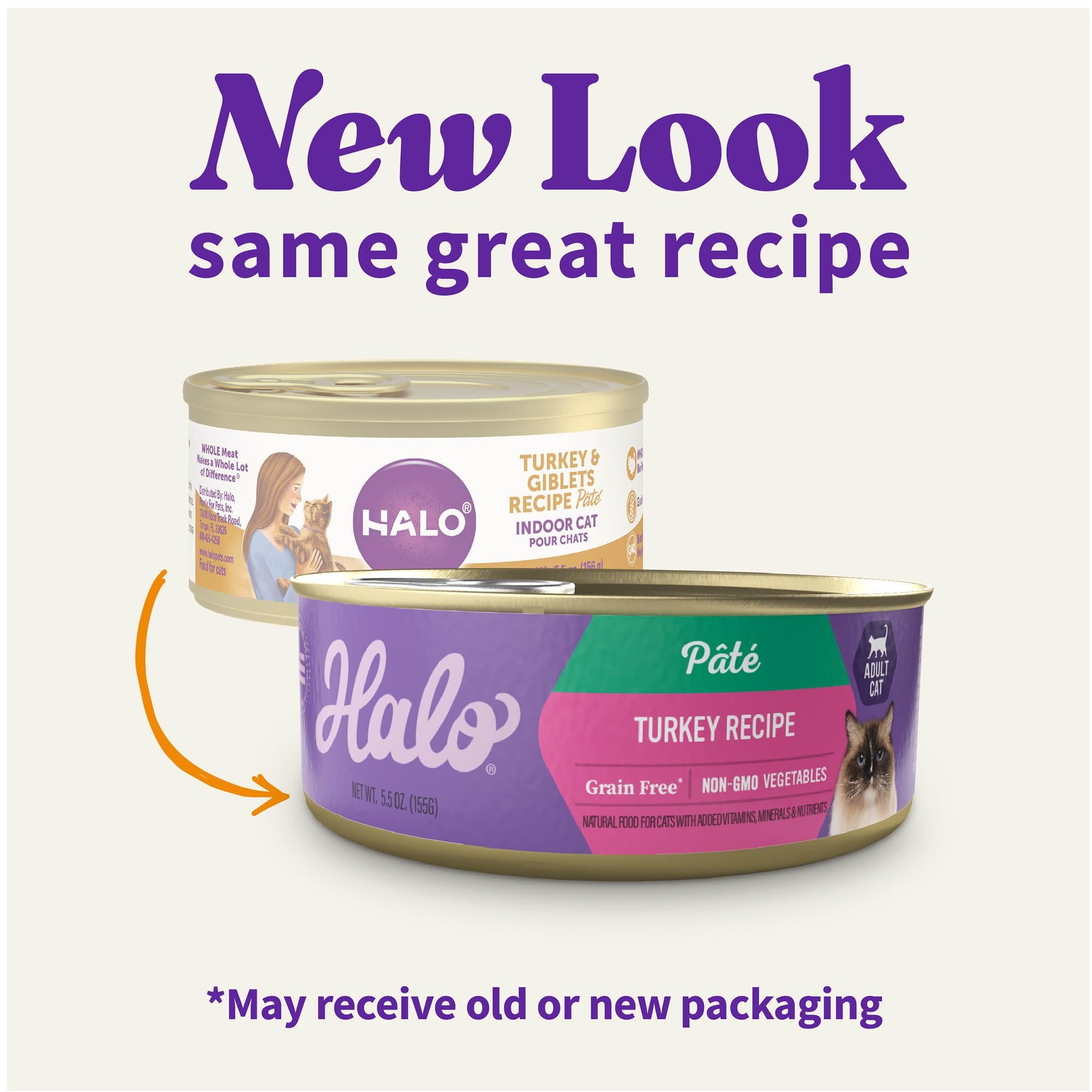 Halo Purely For Pets Indoor Cat Turkey and Giblets Recipe - Case of 12-5.5 Oz