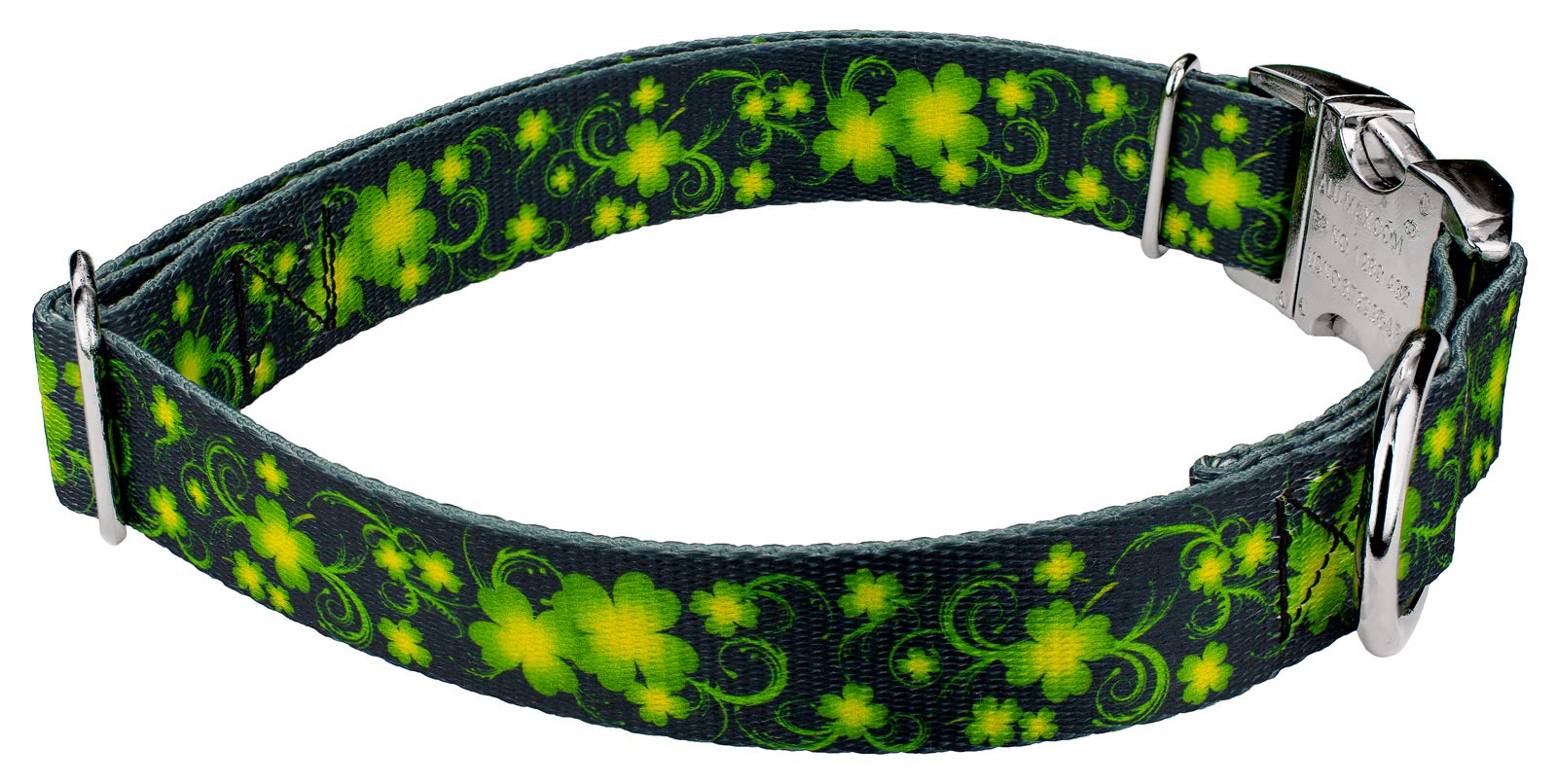 Country Brook Petz - Premium Clovers In The Wind Dog Collar And Leash - Irish Pride Collection Featuring Lucky Designs (1 Inch,