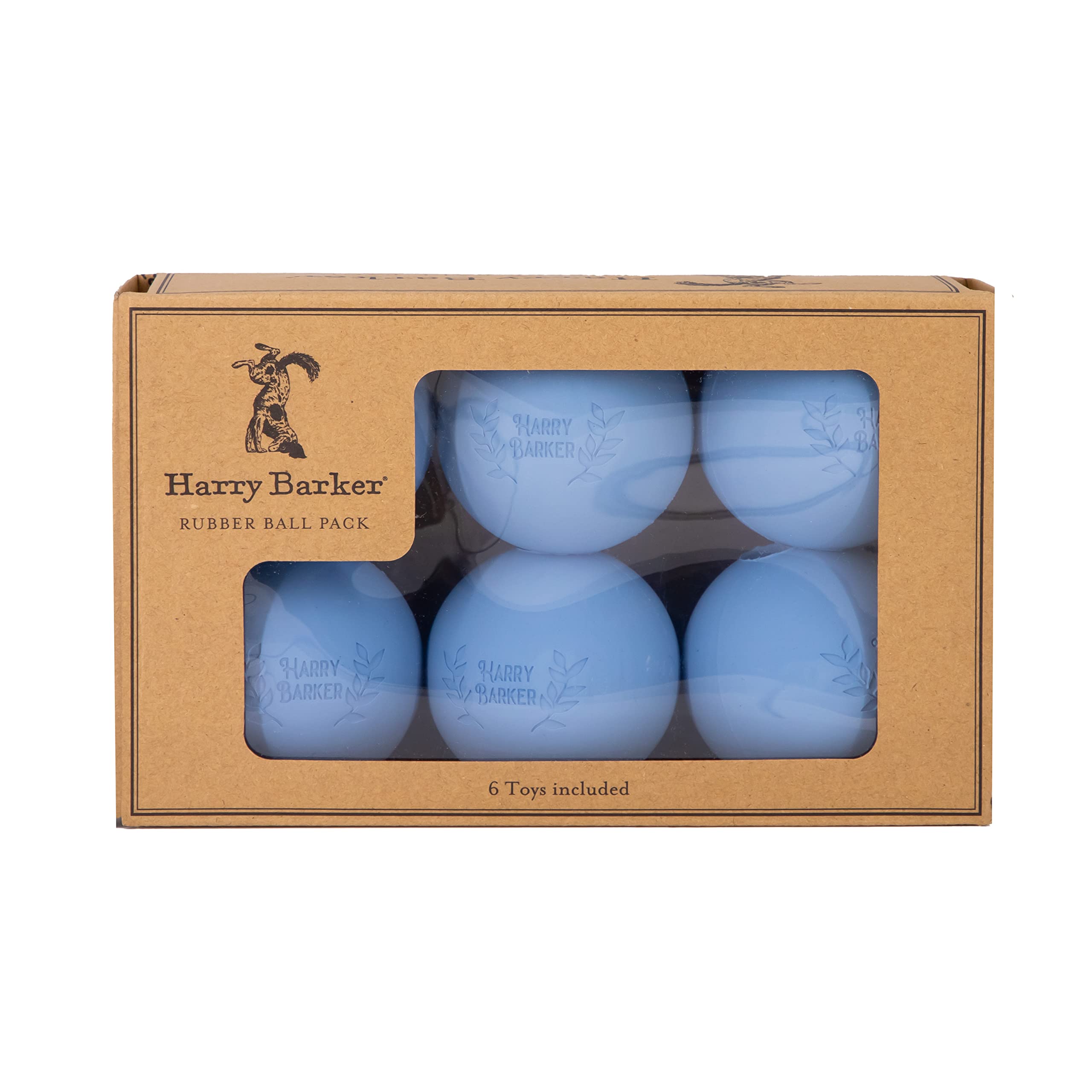 Harry Barker Rubber Balls And Rubber Chew Stick, Rubber Bone For Dogs - 2.5'' Rubber Balls - 6 Pack