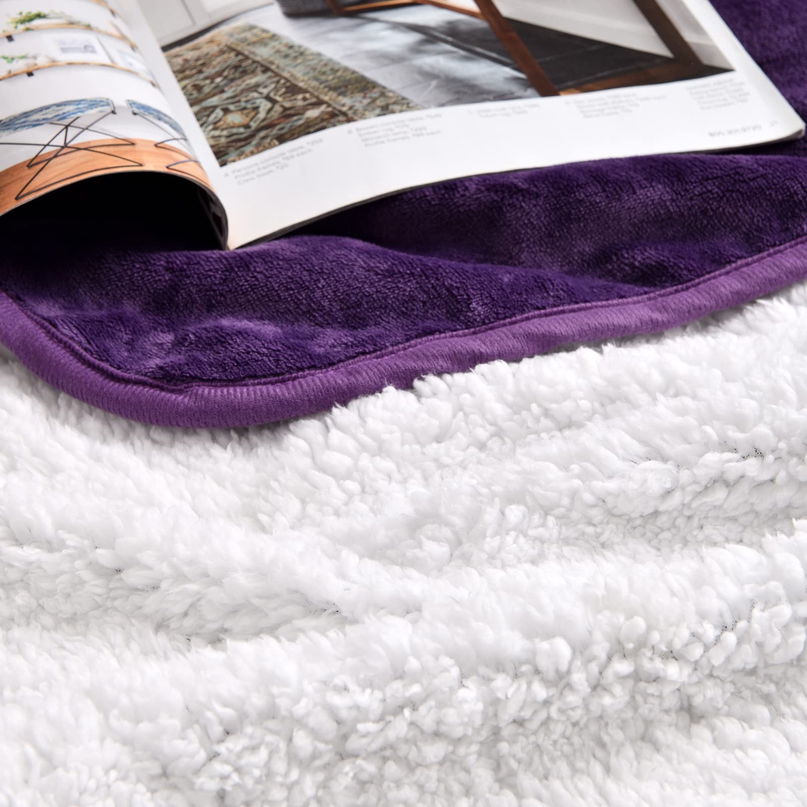 Yaning Waterproof Pet Blanket, Soft Reversible Sherpa Fleece, 50x60 inches, Dark Purple