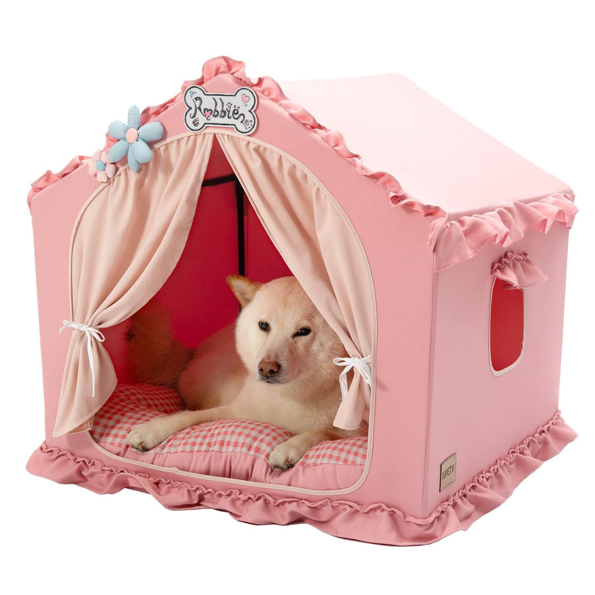 Jiupety Dog Tent Bed Large Pink for 20-40 lbs Dogs, Washable Tee – Petocart
