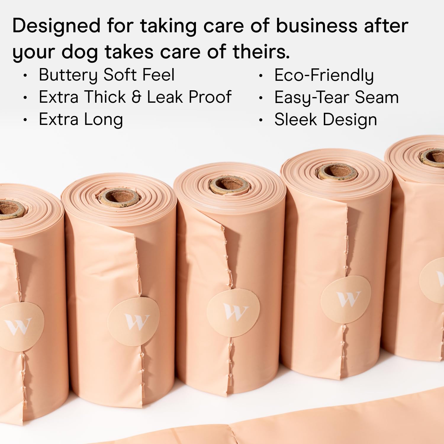 Wild One Dog Poop Bags, 180 Leak Proof Bags Made From Cornstarch, Eco-Friendly, Unscented, Blush Color