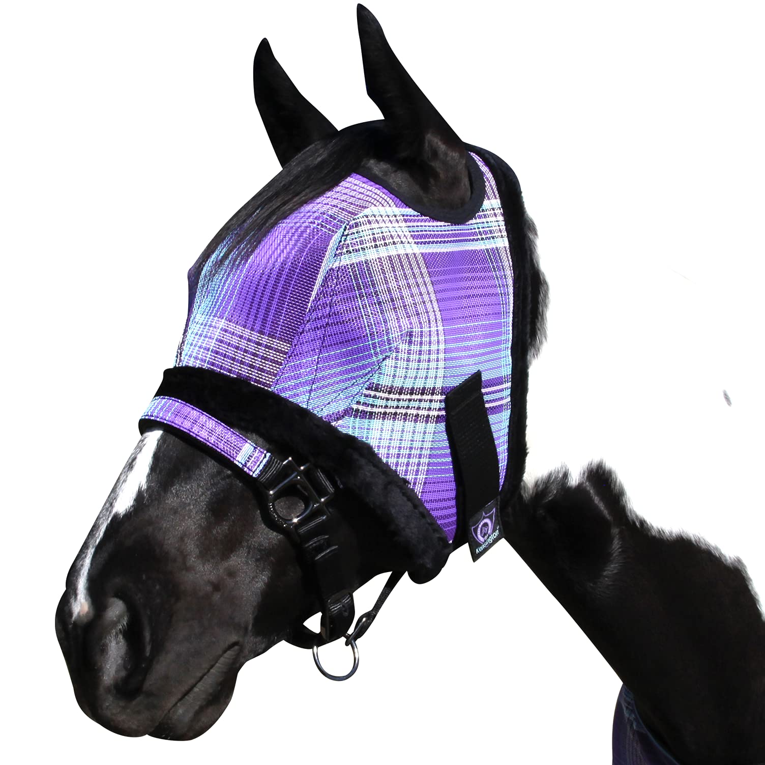 Kensington Fly Mask with Fleece Trim for Horses - Protects Face and Eyes from Flies and Sun Rays While Allowing Full Visibility 