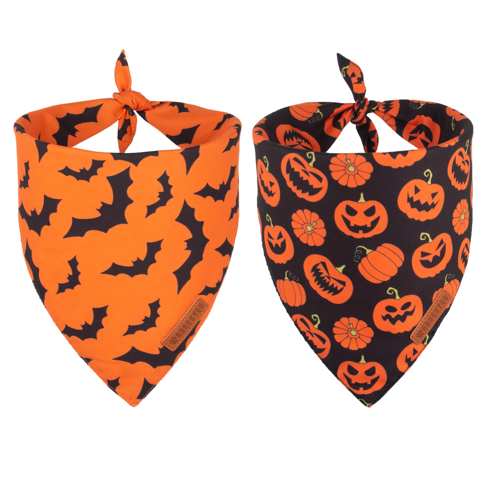 Adoggygo Halloween Dog Bandana, Pumpkin Bat Design X-Large Dog Scarf, Premium Durable Fabric, Orange Black Dog Halloween Bandanas For Large And Extra Large Dogs Pets (X-Large, Halloween)
