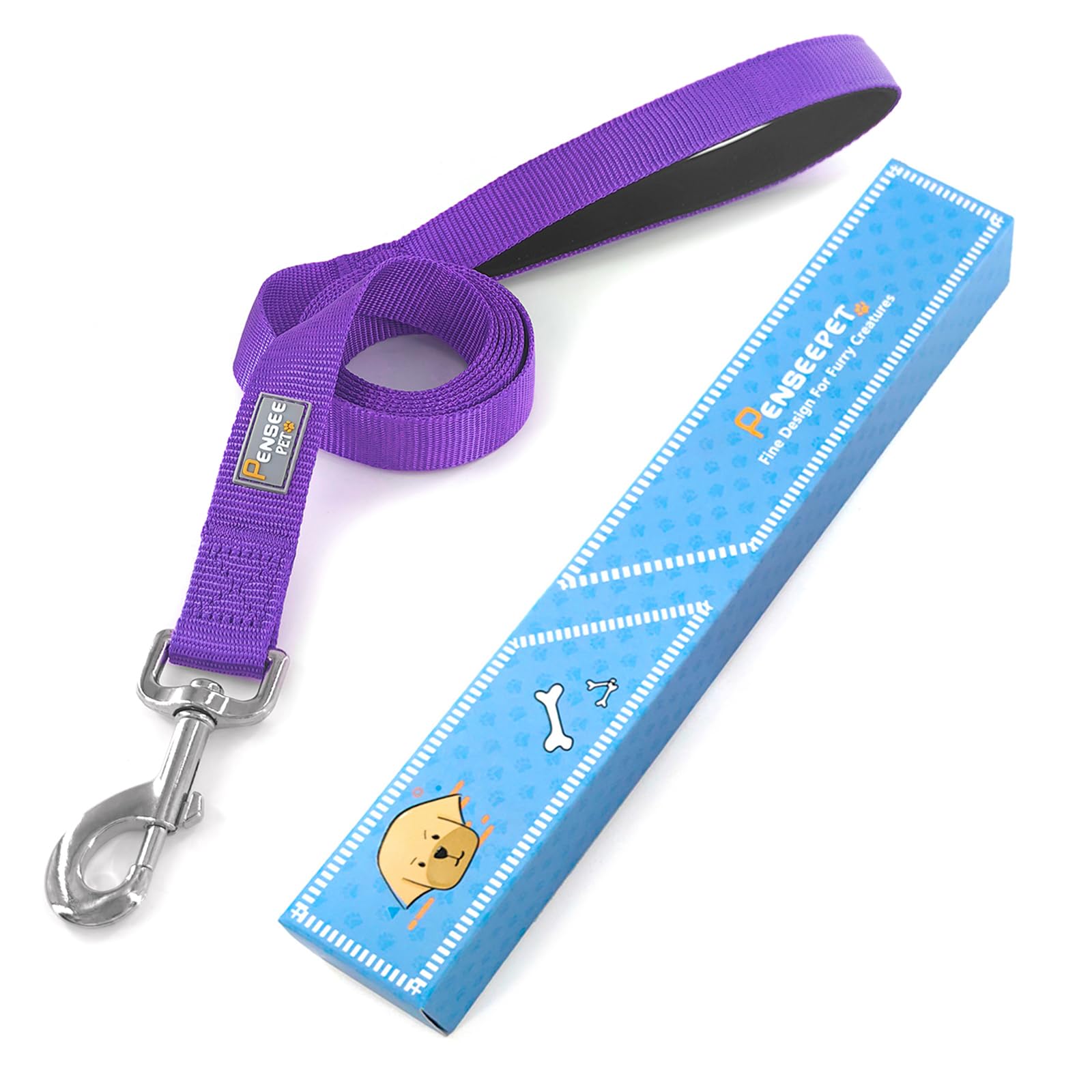 Penseepet Basic Dog Leashes 6 Ft Padded Handle Nylon Dogs Leashes For Medium Dogs Purple