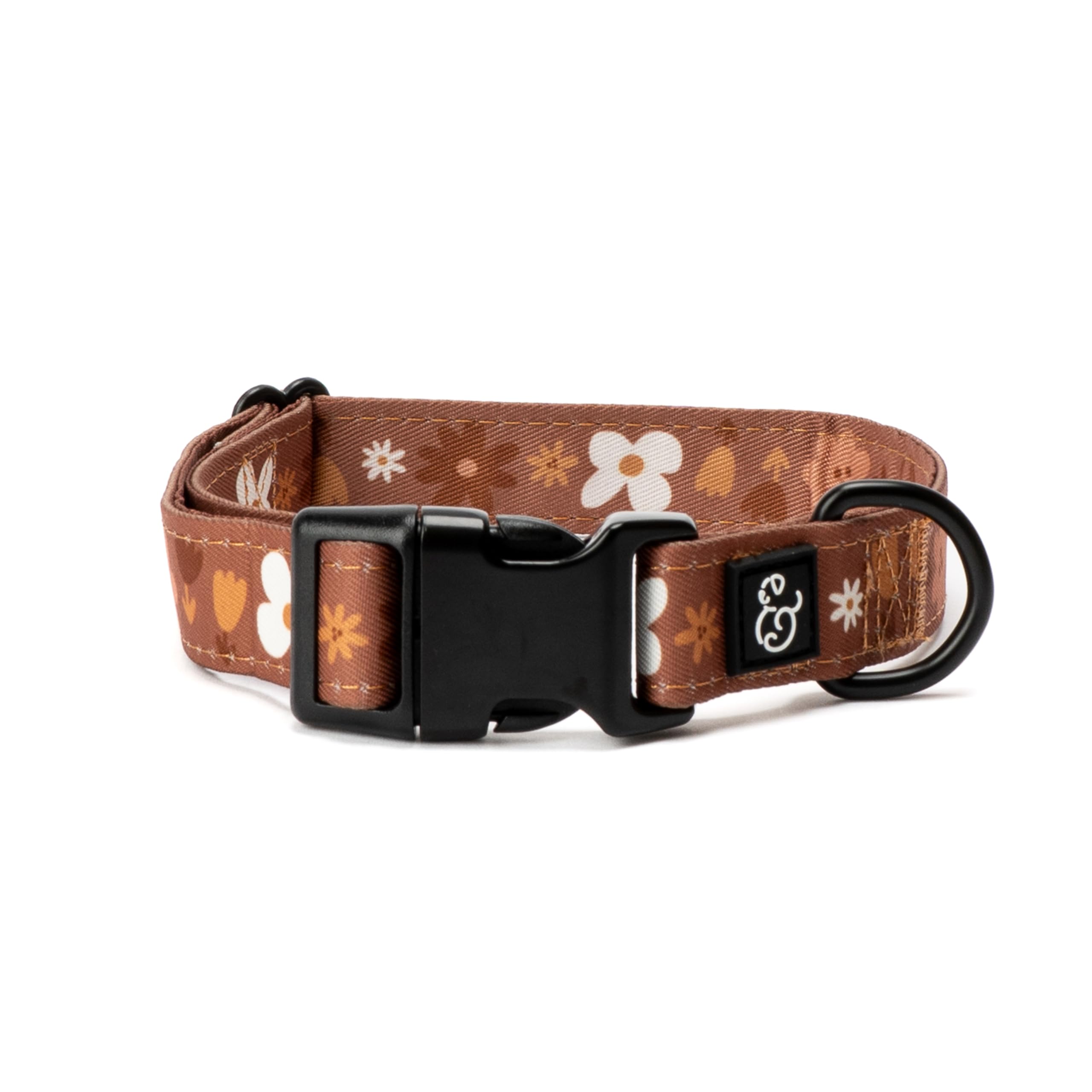 Lucy & Co. Chocolate Meadows Dog Collar - Durable Lightweight Designer Collar For Pets - Adjustable Metal Safety Buckle (Small, 