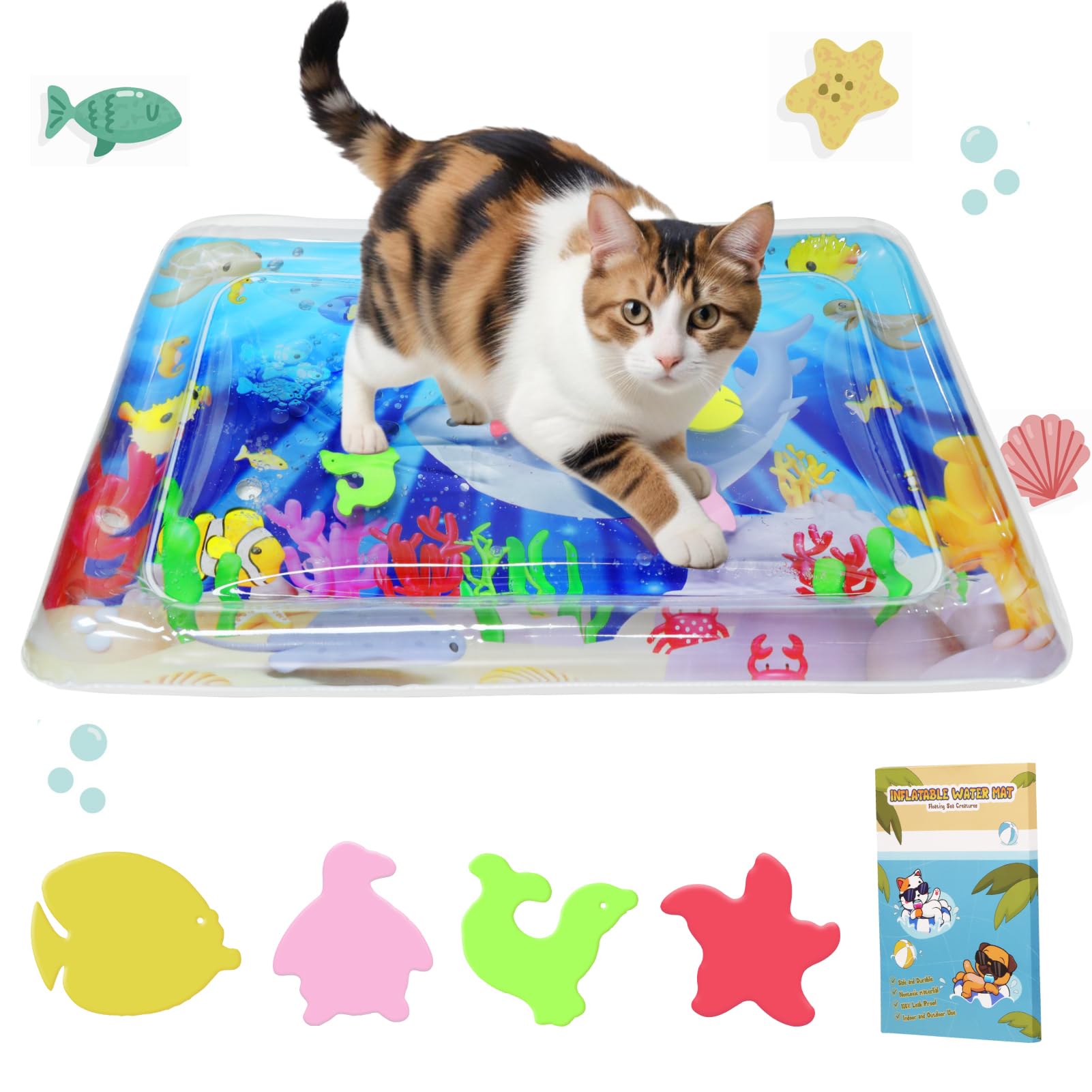 Water Sensory Playmat for Cats, Thickened Upgraded Cat Dog Toys Bored Pet Animals Cat Kicker Toys Self Play Mat, Interactive Toy