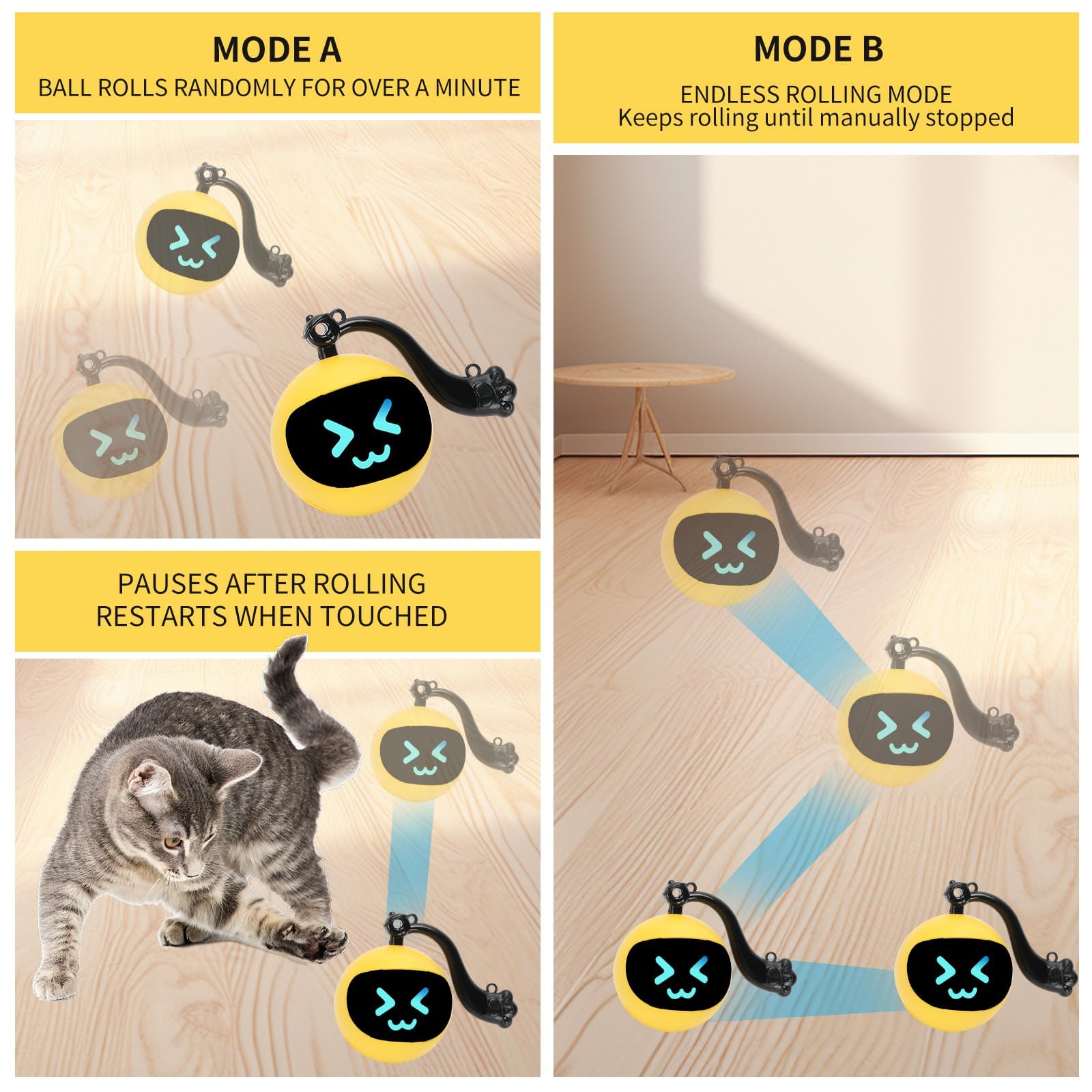Goldsuccess Electric Interactive Cat Feather Toy Ball For Indoor Cats,Turbo Tail Mouse Chase With Led Remote Control Cat Toy,Ele