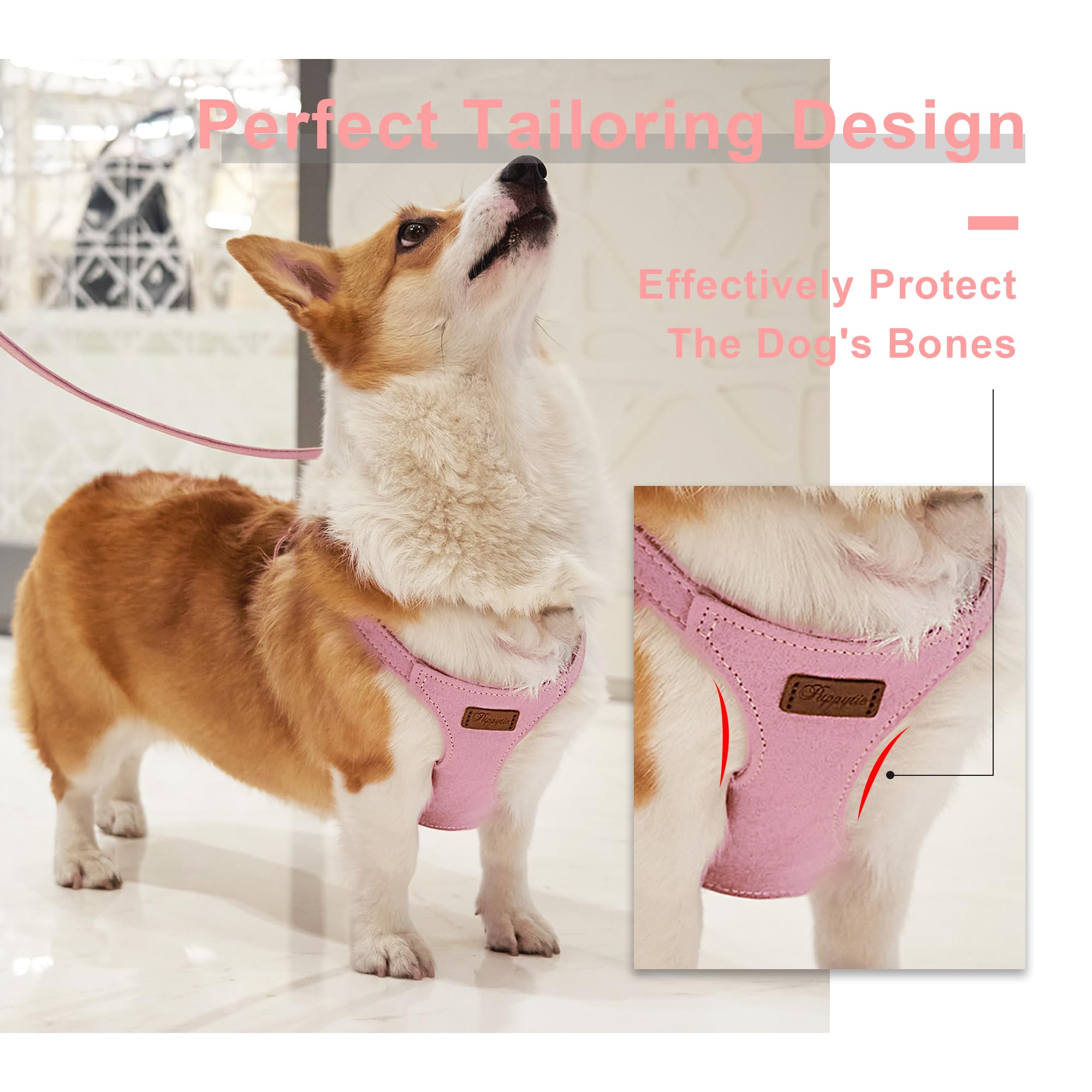 Puppytie No Pull Dog Harness With Multifunction Dog Leash,Soft Adjustable No Choke Escape Proof Pet Harness Vest For Medium Dogs