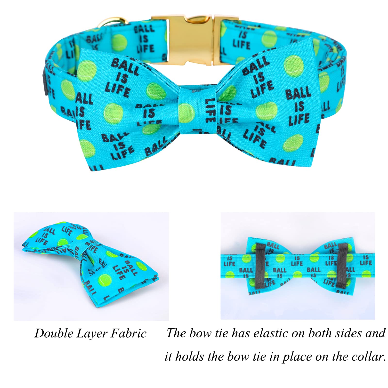 Lionet Paws Dog Collar With Bowtie - Cute Cotton Bowtie Dog Collar With Metal Buckle For Small Dog Girl Boy Gift, S, Neck 10-16In