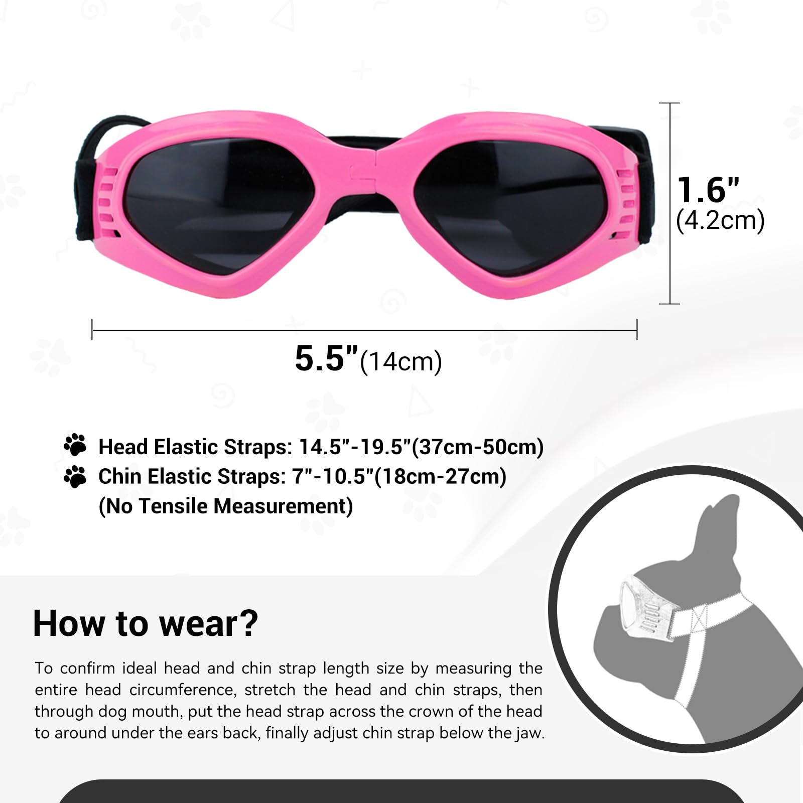 Namsan Dog Sunglasses Medium Breed Uv Protection Dog Goggles For Small To Medium Dogs Windproof Anti-Fog Snowproof Puppy Glasses, Easy Wear/Adjustable (Pink)