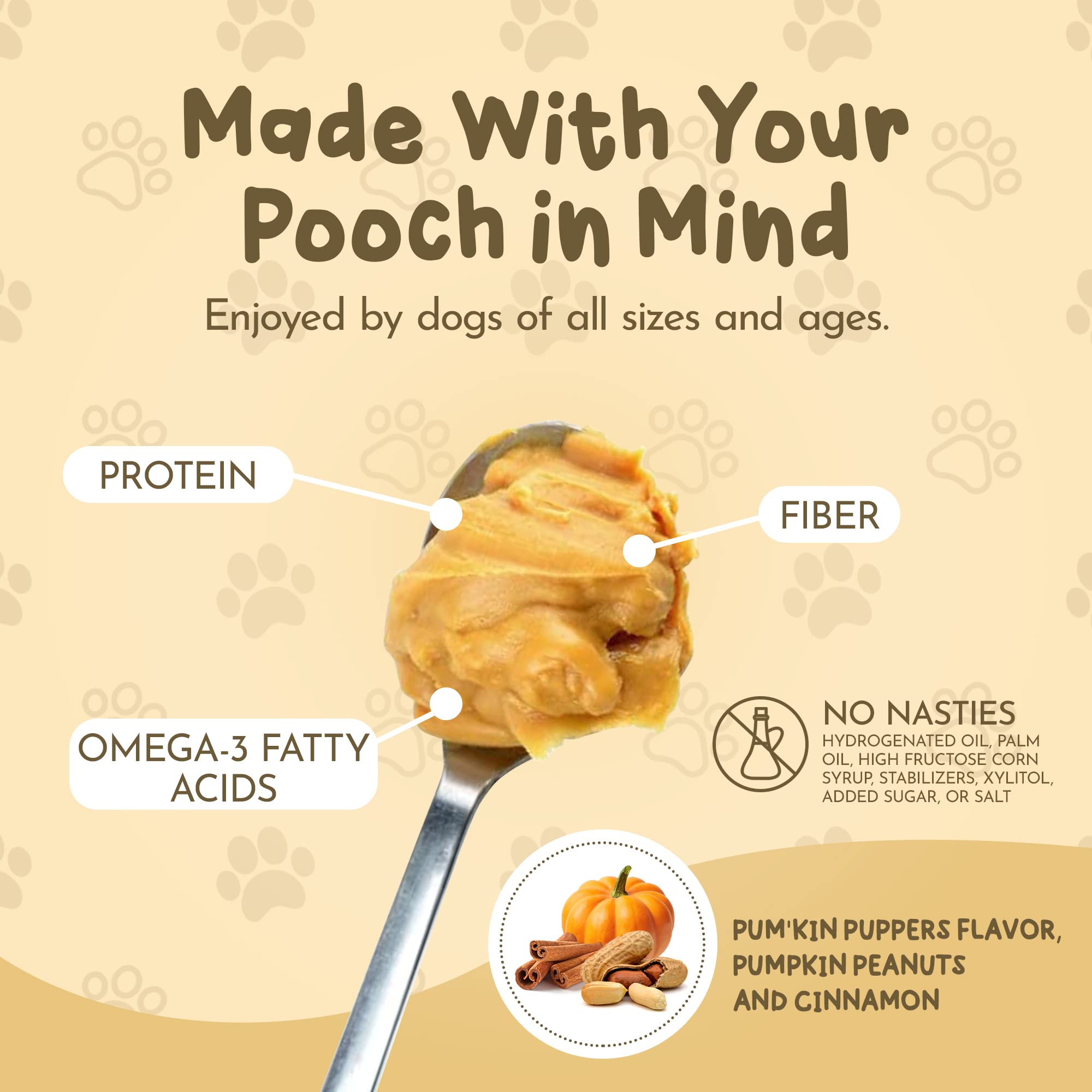 Paw Power Nutrition Paw Power, Dawg Butter, 100 Natural Dog Peanut Healthy Treats, Pill Pocket, Made in USA (17 oz Jar) (Pumkin