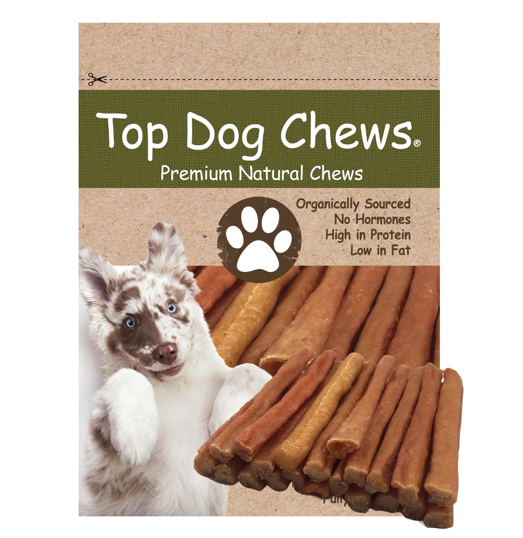 Top Dog Chews Turkey Tendon Round -Soft -Made in The USA - Large 1LB/ 16oz/ 453g (6, Roasted)