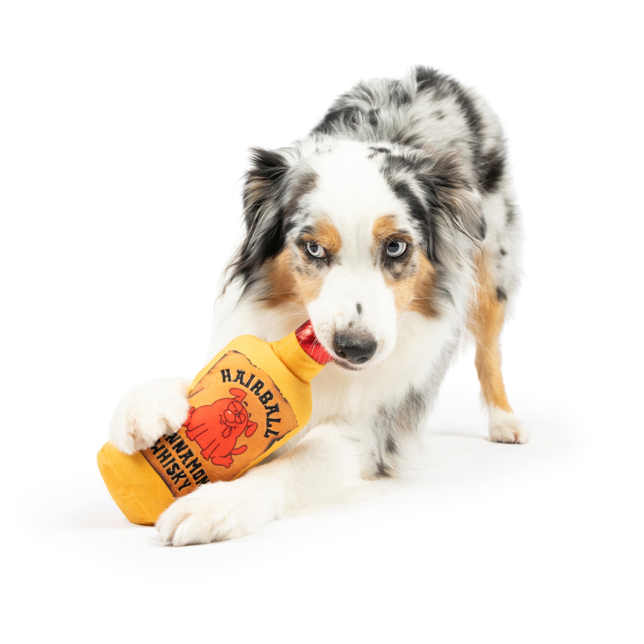 Huxley & Kent For Dogs - Hairball Cinnamon Whiskey (Small) - Yappy Hour Power Plush With Squeaker - Funny Dog Toy - H&K Squeaky