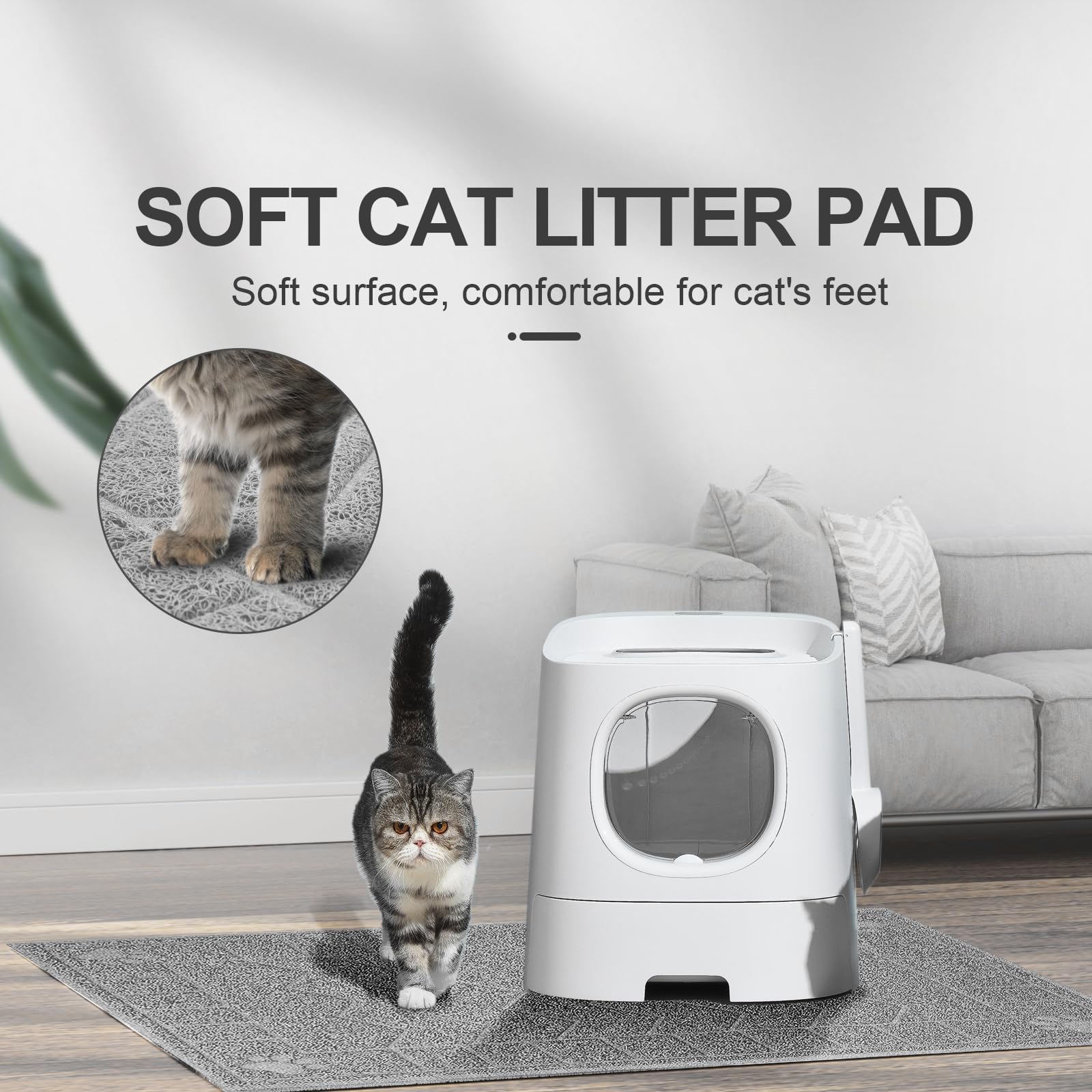 Motsamla Cat Litter Mat, Litter Trapping Mat Soft on Kitty Paws, 35  x 24  Kitten Litter Box Mat for Cleaner Floors, Waterproof,