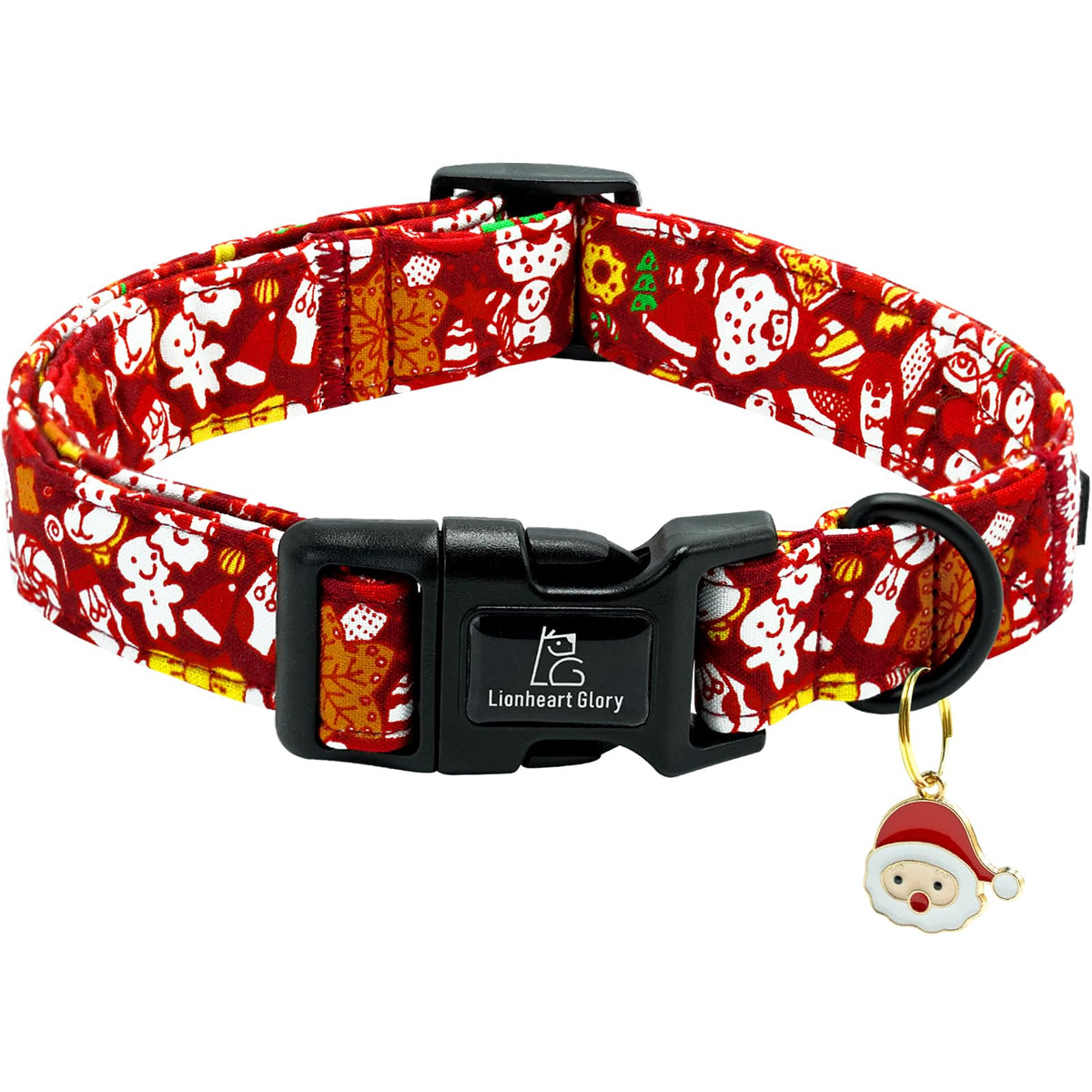 Lionheart Glory Christmas Dog Collar, Red Christmas Santa Deer Dogs Collar Adjustable Soft Comfortable Collars For Medium Dogs G