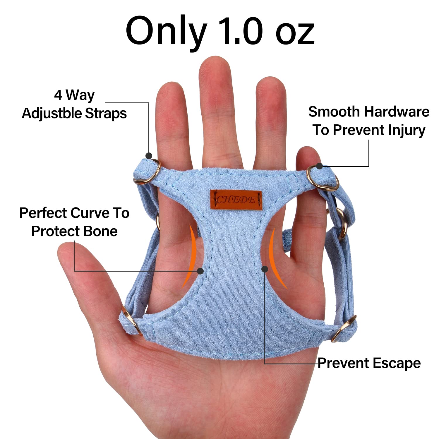 Chede No Pull Puppy Harness And Multifunction Dog Leash Set- 8 Colors Soft Adjustable No Choke Escape Proof Cute,Lightweight Pet Vest Harness For Small And Medium Dog (Xxs, Blue)