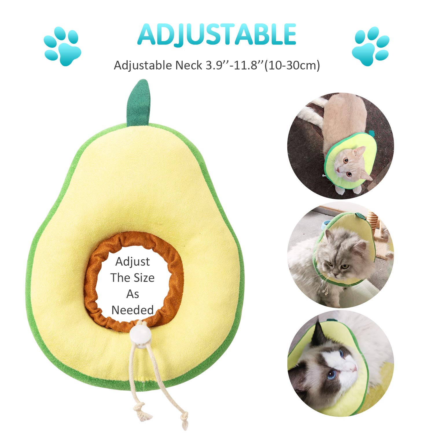 Frienda 2 Pieces Adjustable Cat Cone, Cat Recovery Collar, Kitten Cones After Surgery Pet Neck Strap Elizabethan Donut Toast Nec