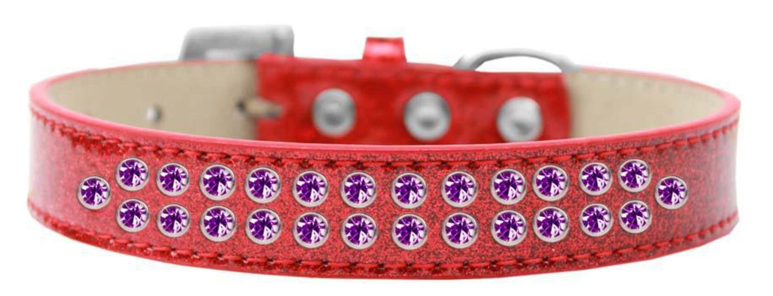 Mirage Pet Products Two Row Crystal Ice Cream Dog Collar, Size 12, Purple