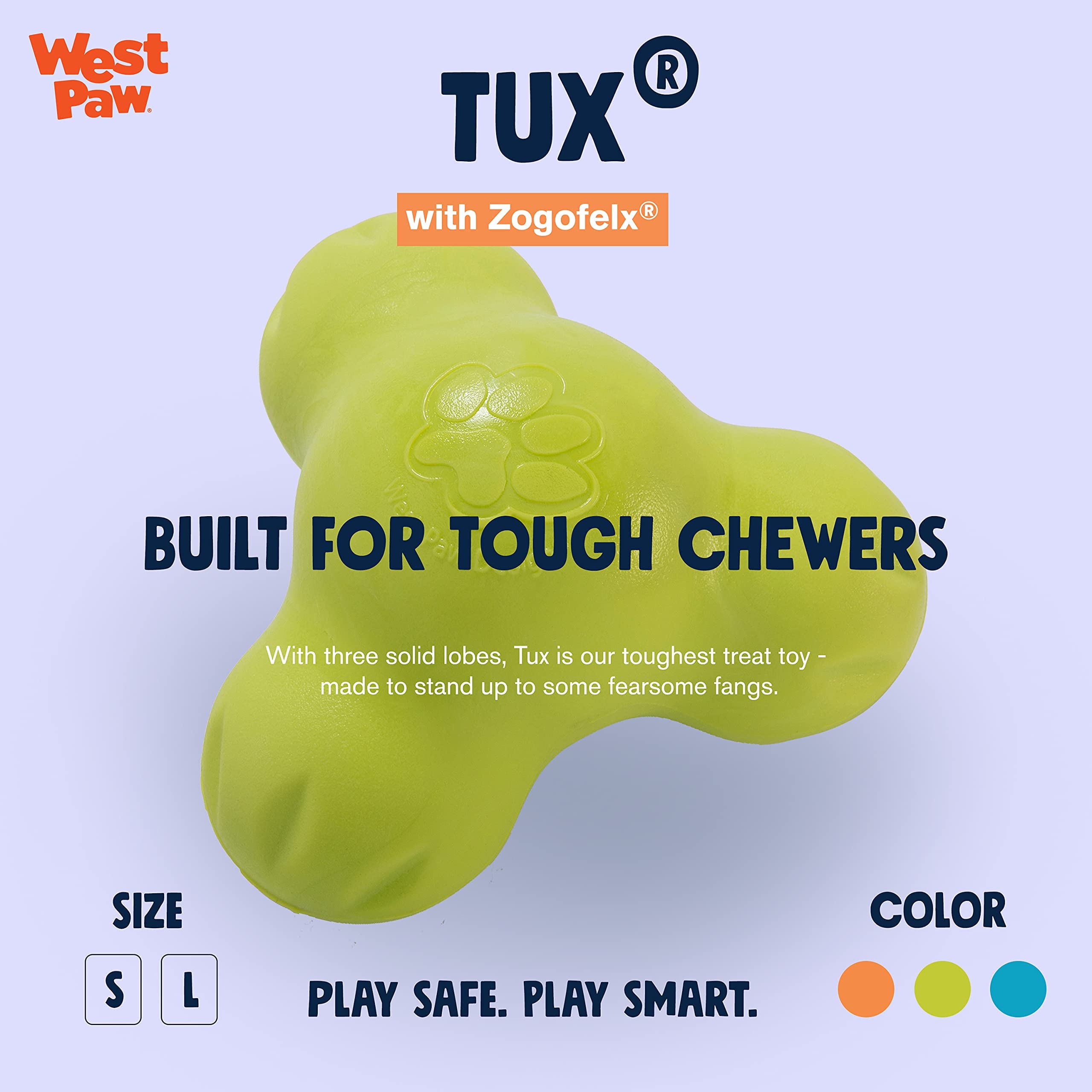 West Paw Zogoflex Tux Treat Dispensing Dog Chew Toy - Interactive Chew Toy for Dogs - Dog Enrichment Toy - Dog Games for Aggress