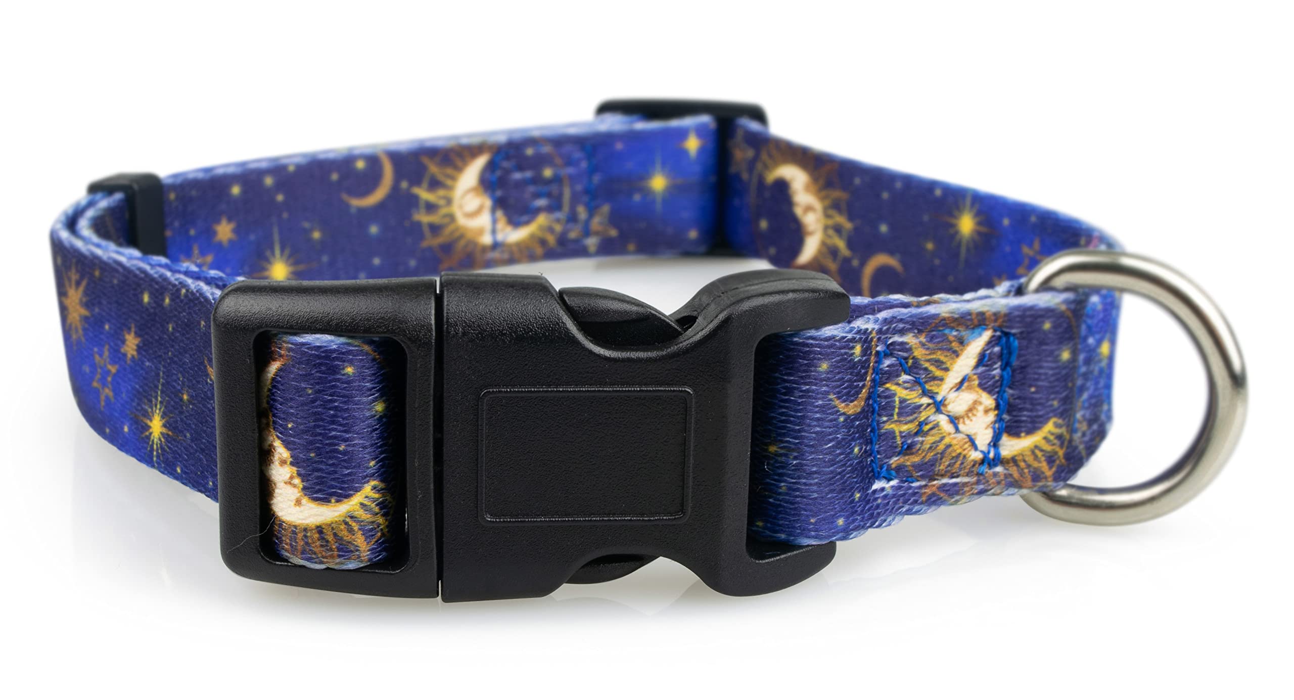 Limeloot Celestial Moon Dog Collar for Small Dogs, Male or Female Dog Collar with Moon, Stars, and Sky, Small